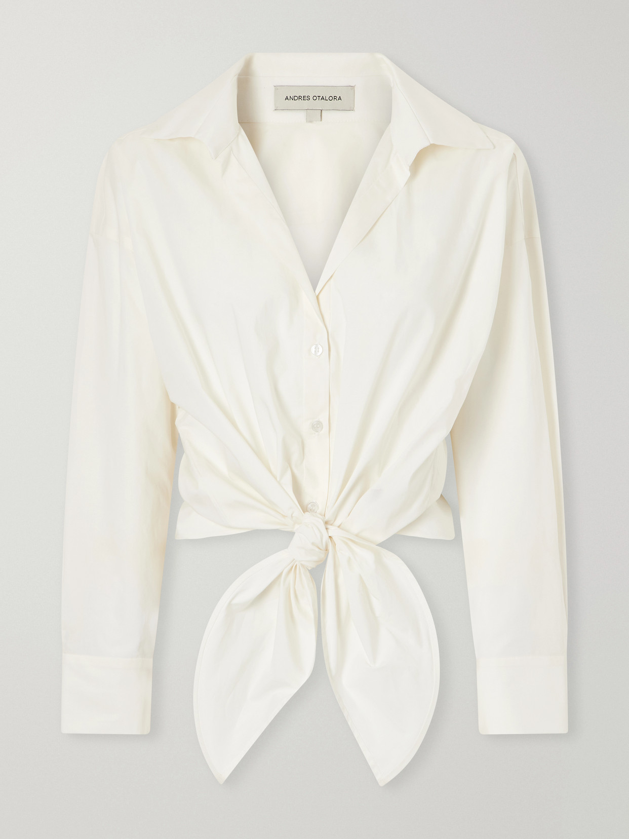 Andres Otalora Cotton Poplin Blouse In Neutrals