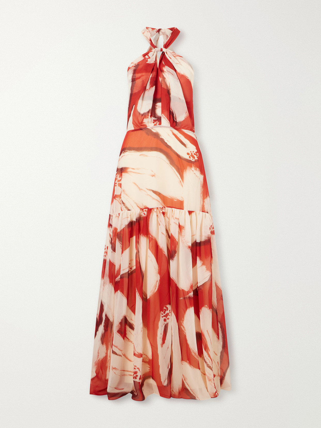 Andres Otalora Un Martini Floral-print Chiffon Maxi Dress In Red