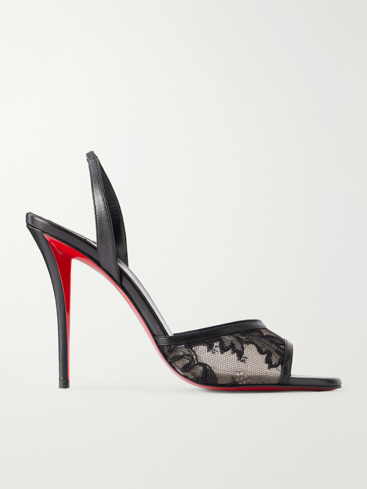 Christian Louboutin Miss Z 100 Lace And Leather Slingback Sandals In Black