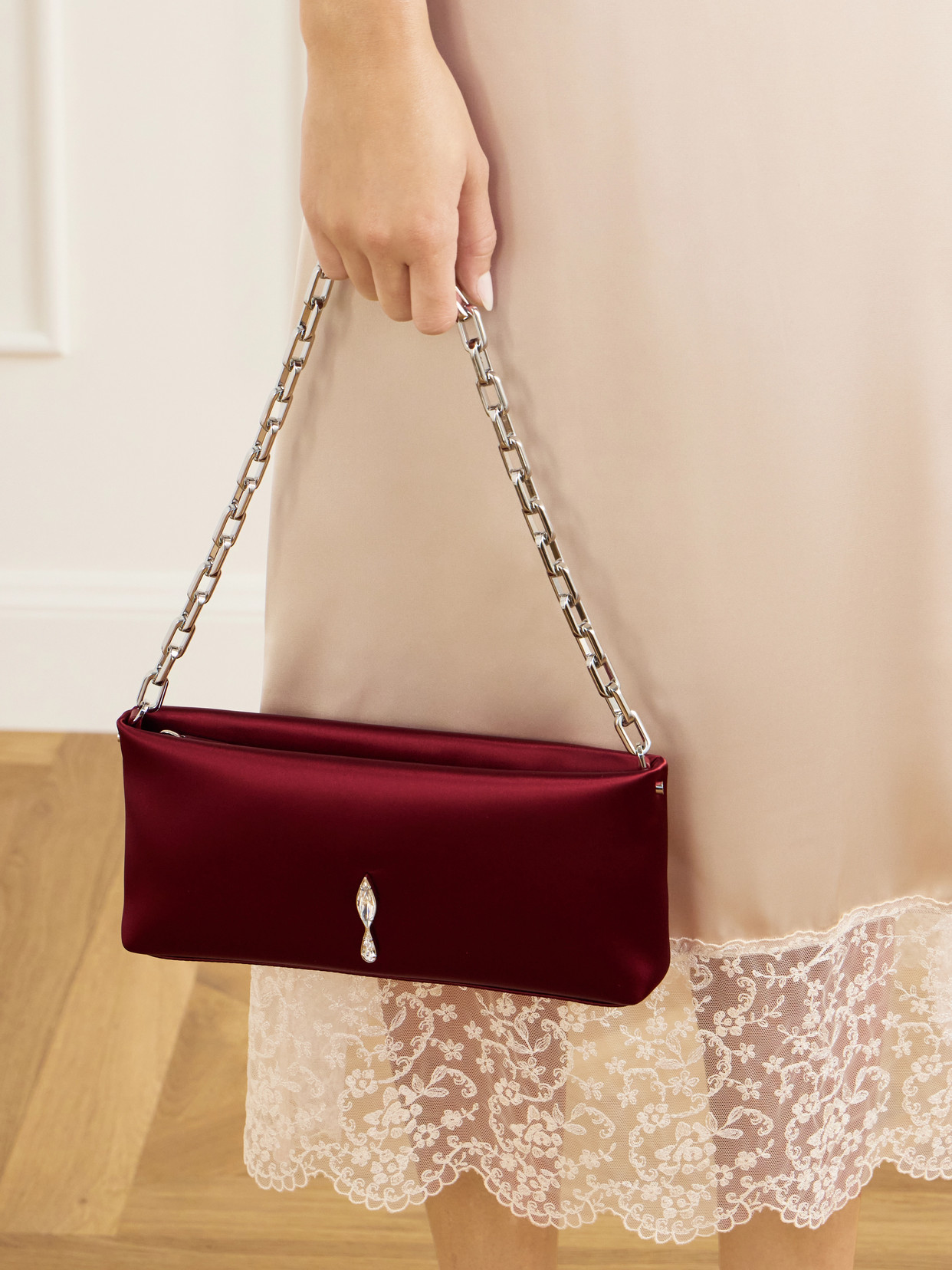 Maykimay Crystal-Embellished Satin Shoulder-Bag