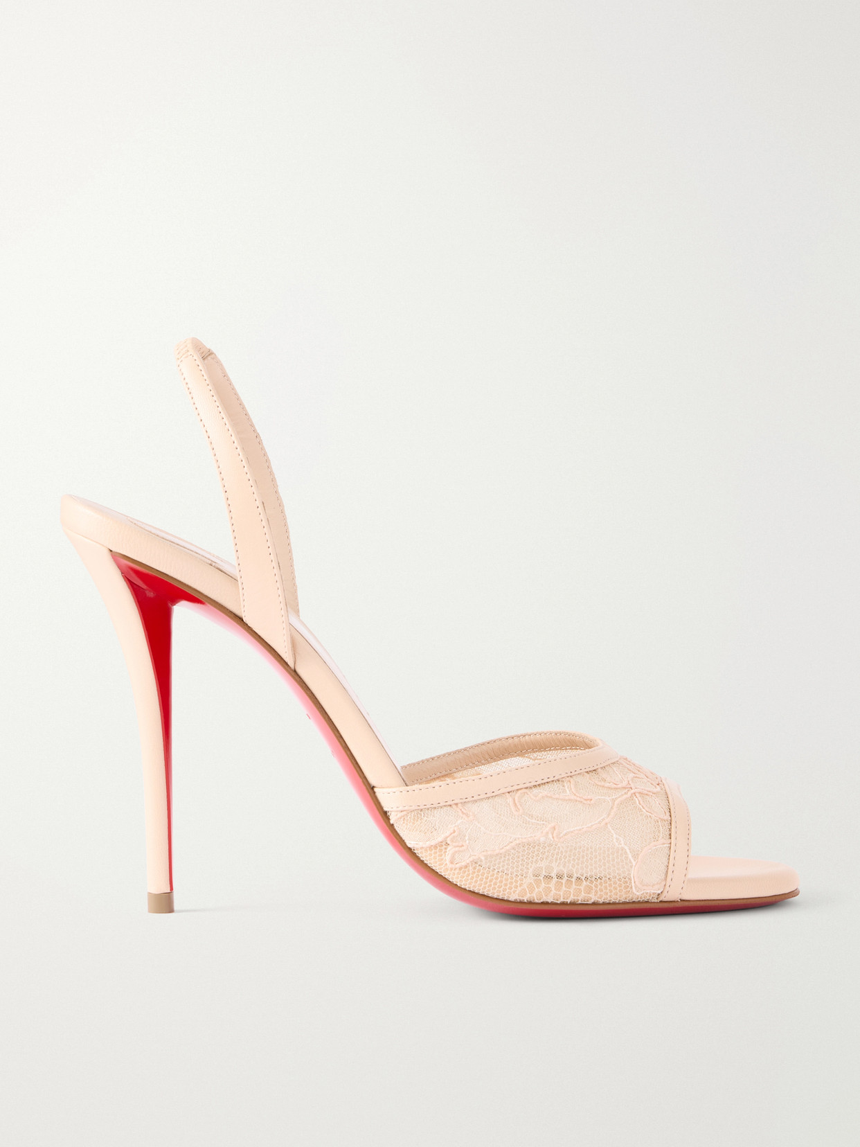 Christian Louboutin Miss Z 100 Lace And Leather-trimmed Slingback Sandals In Gray