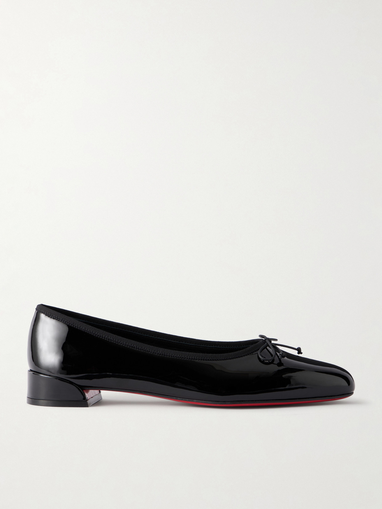 Christian Louboutin Sweetie Jane Ribbon-detailed Patent-leather Ballet Flats In Black