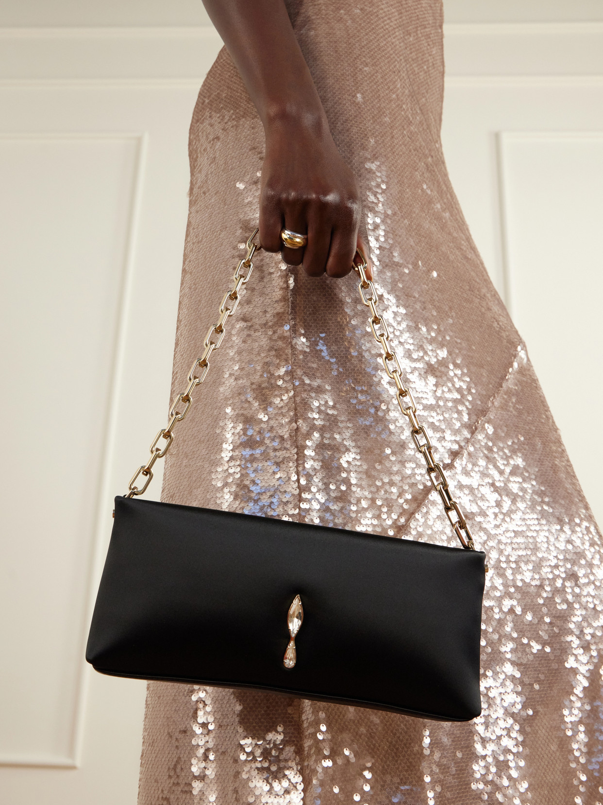 Maykimay Crystal-Embellished Satin Shoulder-Bag