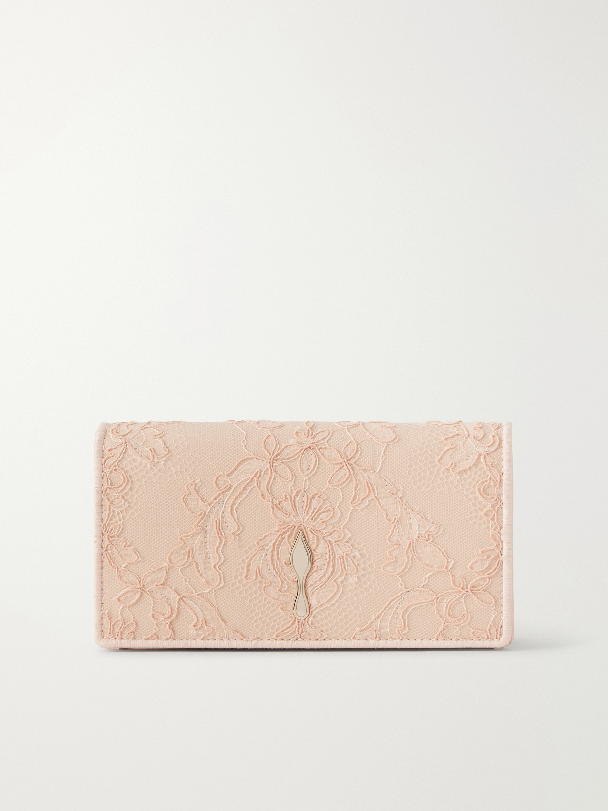 Christian Louboutin Bettina Lace-trimmed Satin Clutch In Neutrals