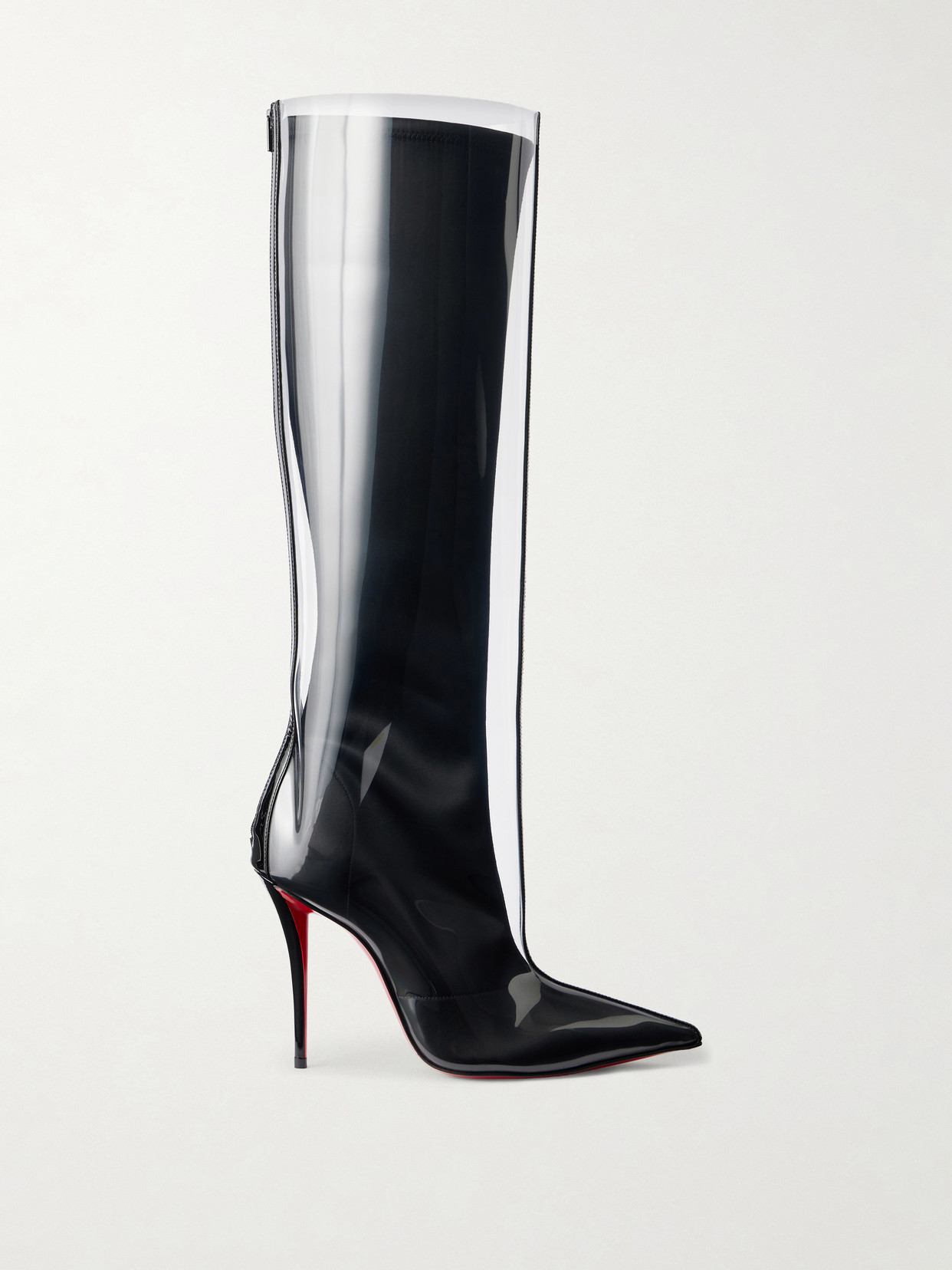 Christian Louboutin Zurprize 100 Leather-trimmed Tpu Knee-high Boots In Black