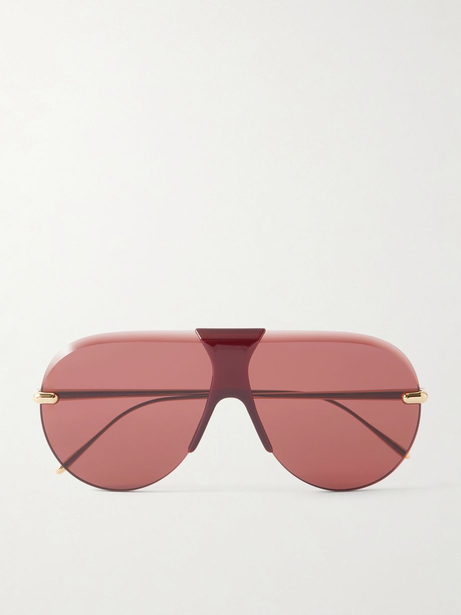Aviator-style gold-tone and acetate sunglasses