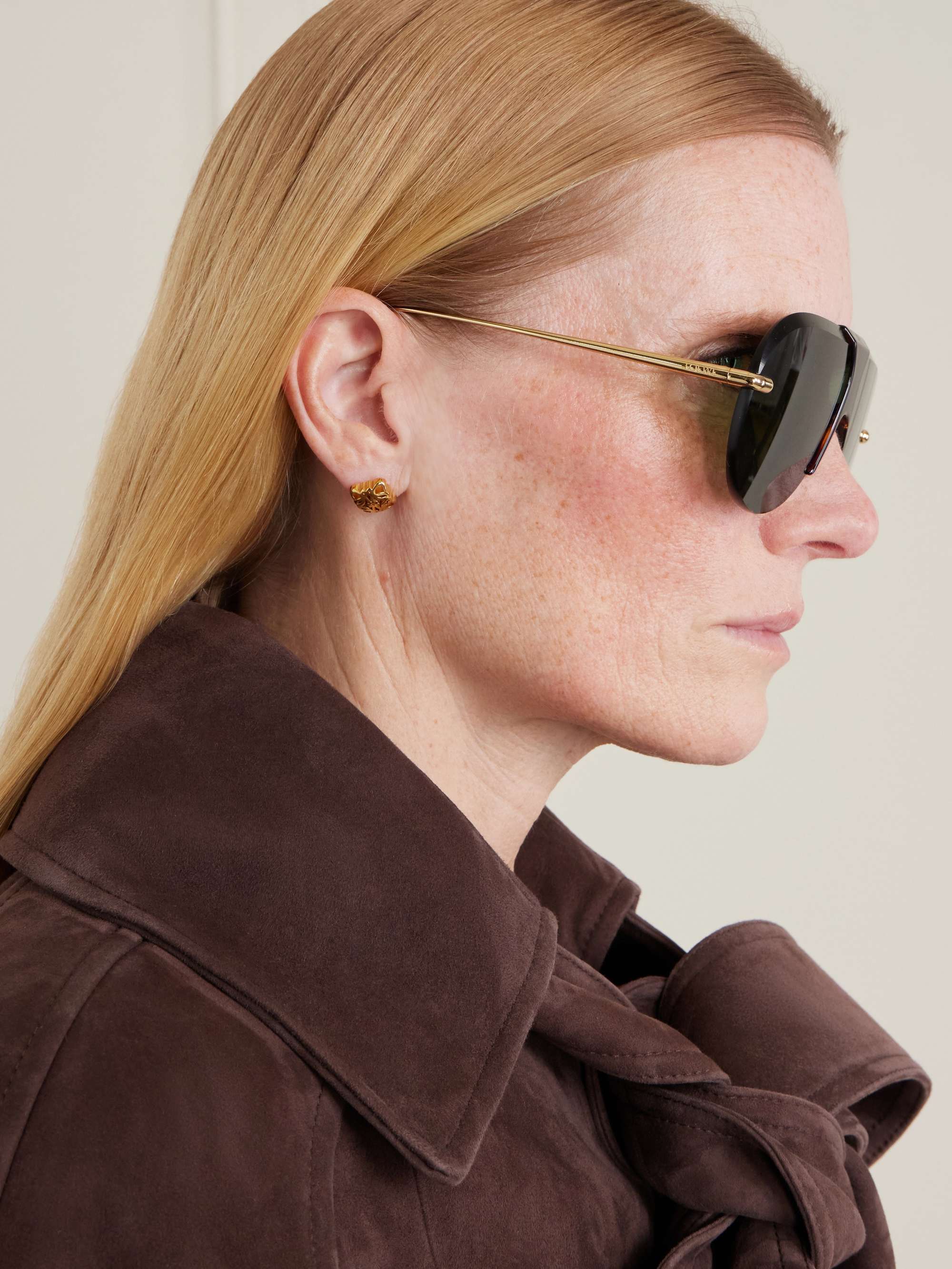 LOEWE EYEWEAR Aviator-style gold-tone and tortoiseshell acetate
