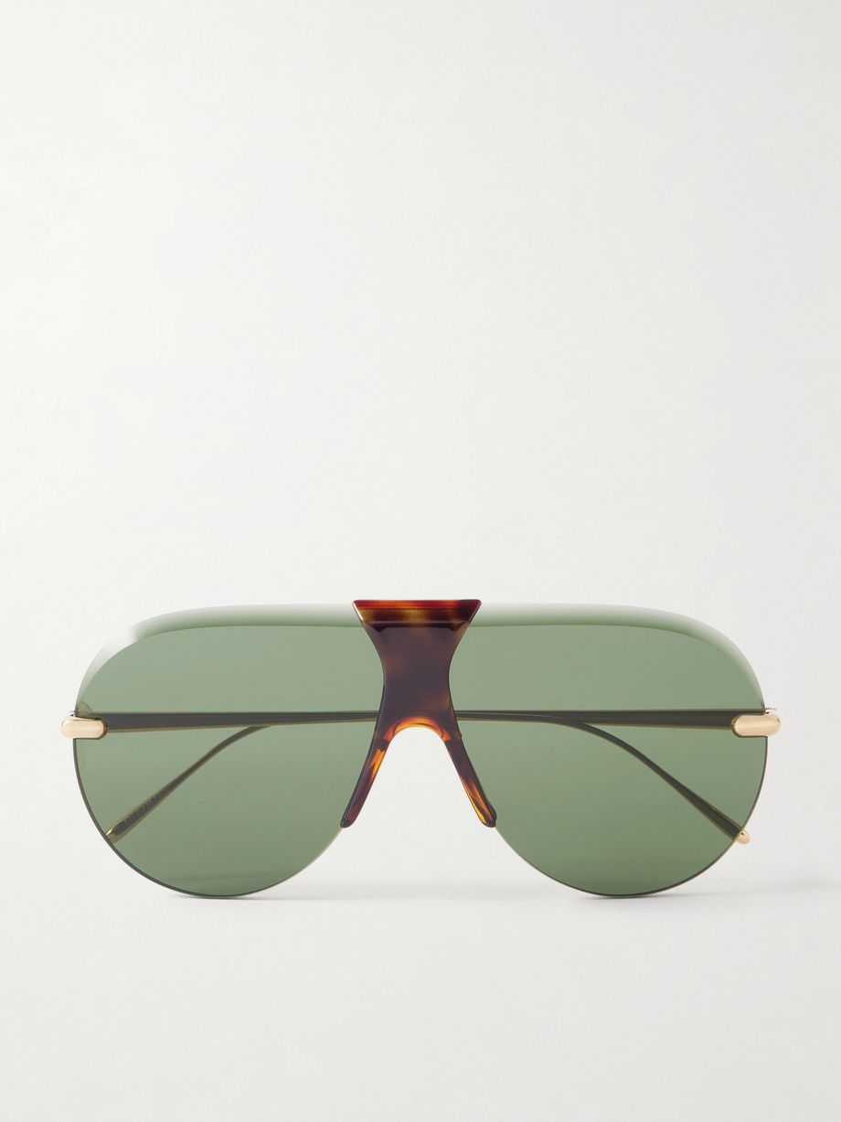 Aviator-style gold-tone and acetate sunglasses