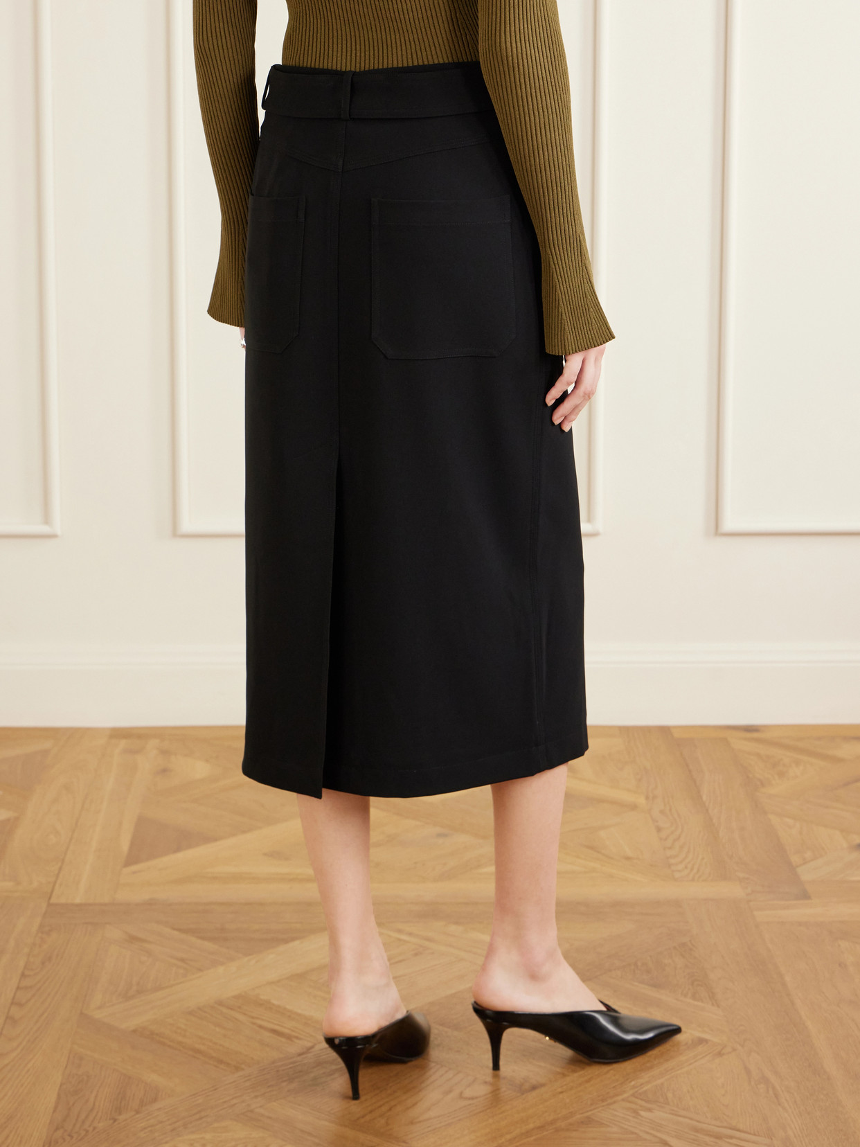 Carine Belted Crepe De Chine Midi