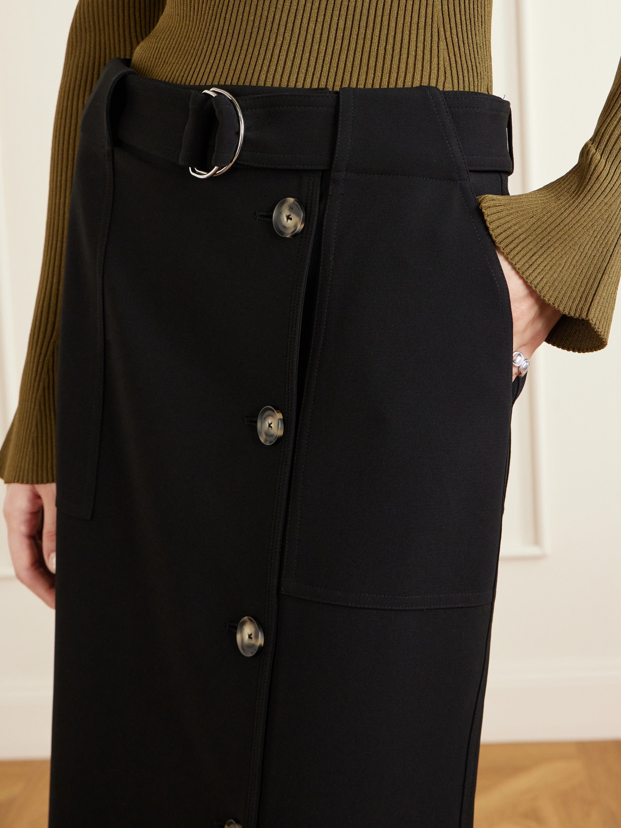Carine Belted Crepe De Chine Midi