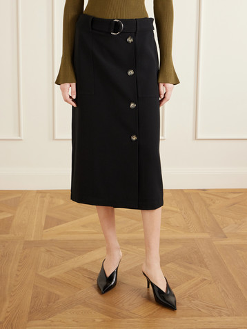 Proenza Schouler Carine belted crepe de chine midi skirt