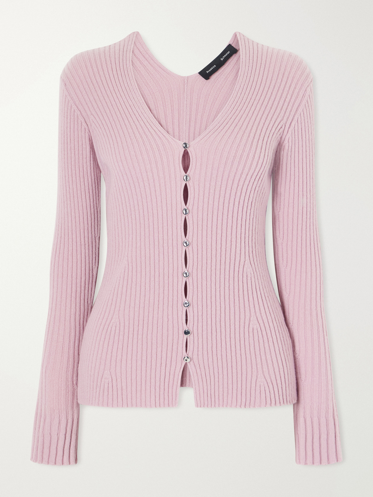 Proenza Schouler Valeria Ribbed-knit Cashmere Cardigan In Pink