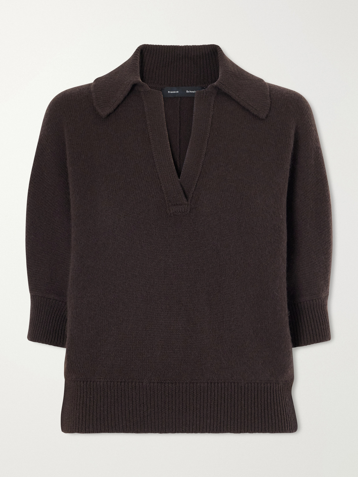 Proenza Schouler Vella Cashmere Polo Sweater In Brown