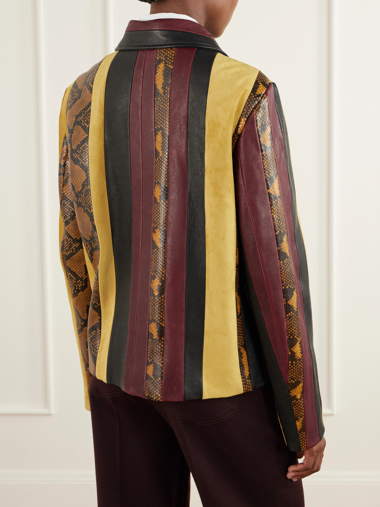 Proenza Schouler Striped Suede-trimmed Snake-effect Leather Jacket In Multi