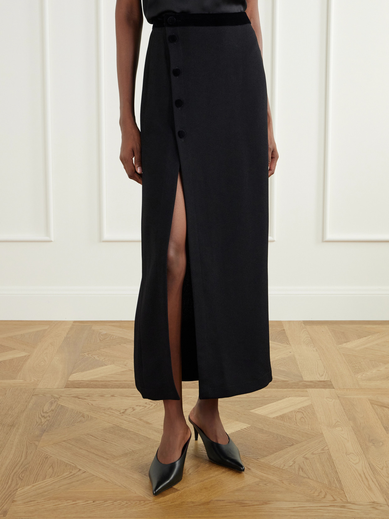 Blazé Milano - Ara Velvet-Trimmed Crepe Midi