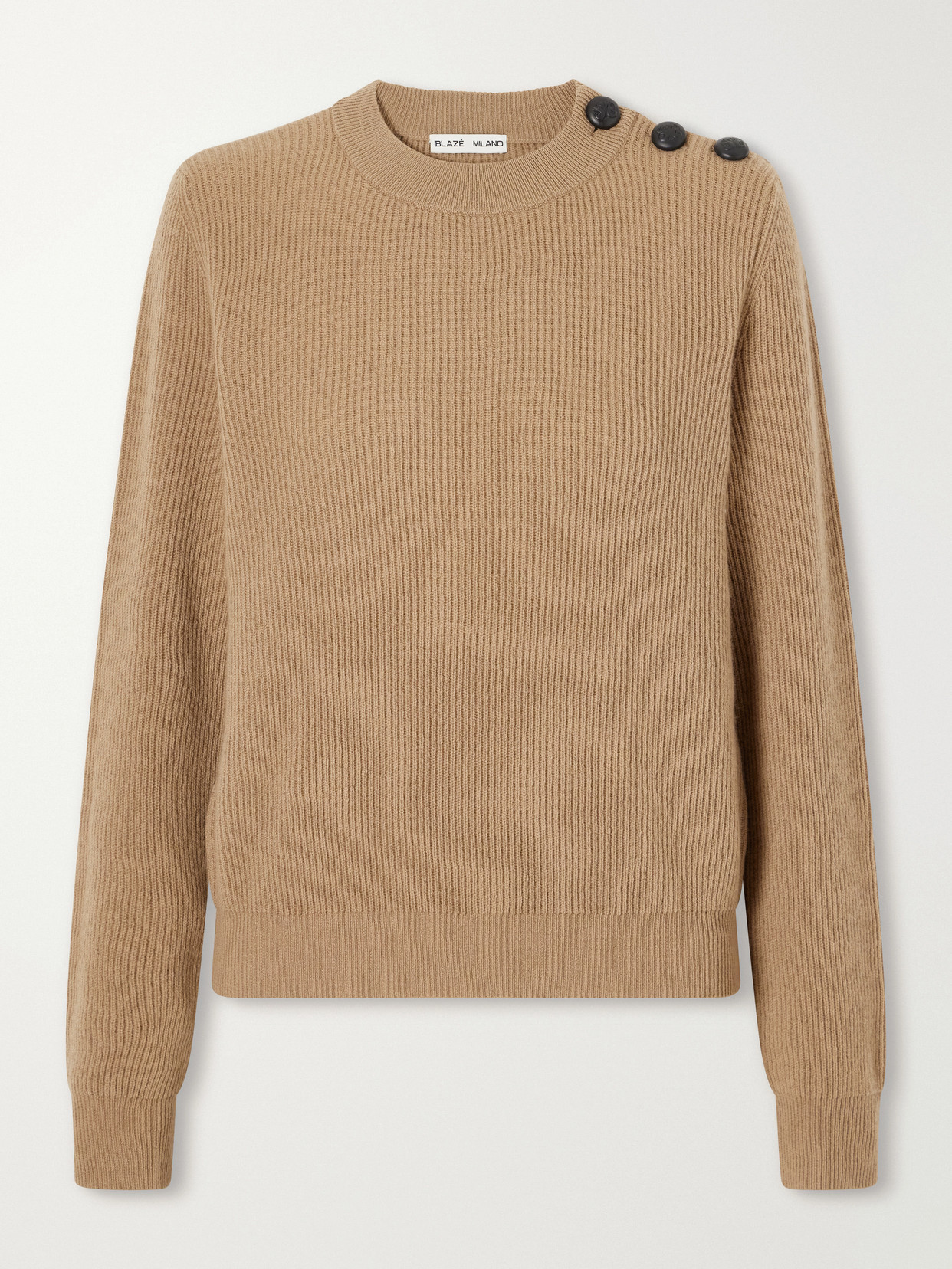 Blazé Milano Racka Ribbed Wool And Cashmere-blend Sweater In Brown