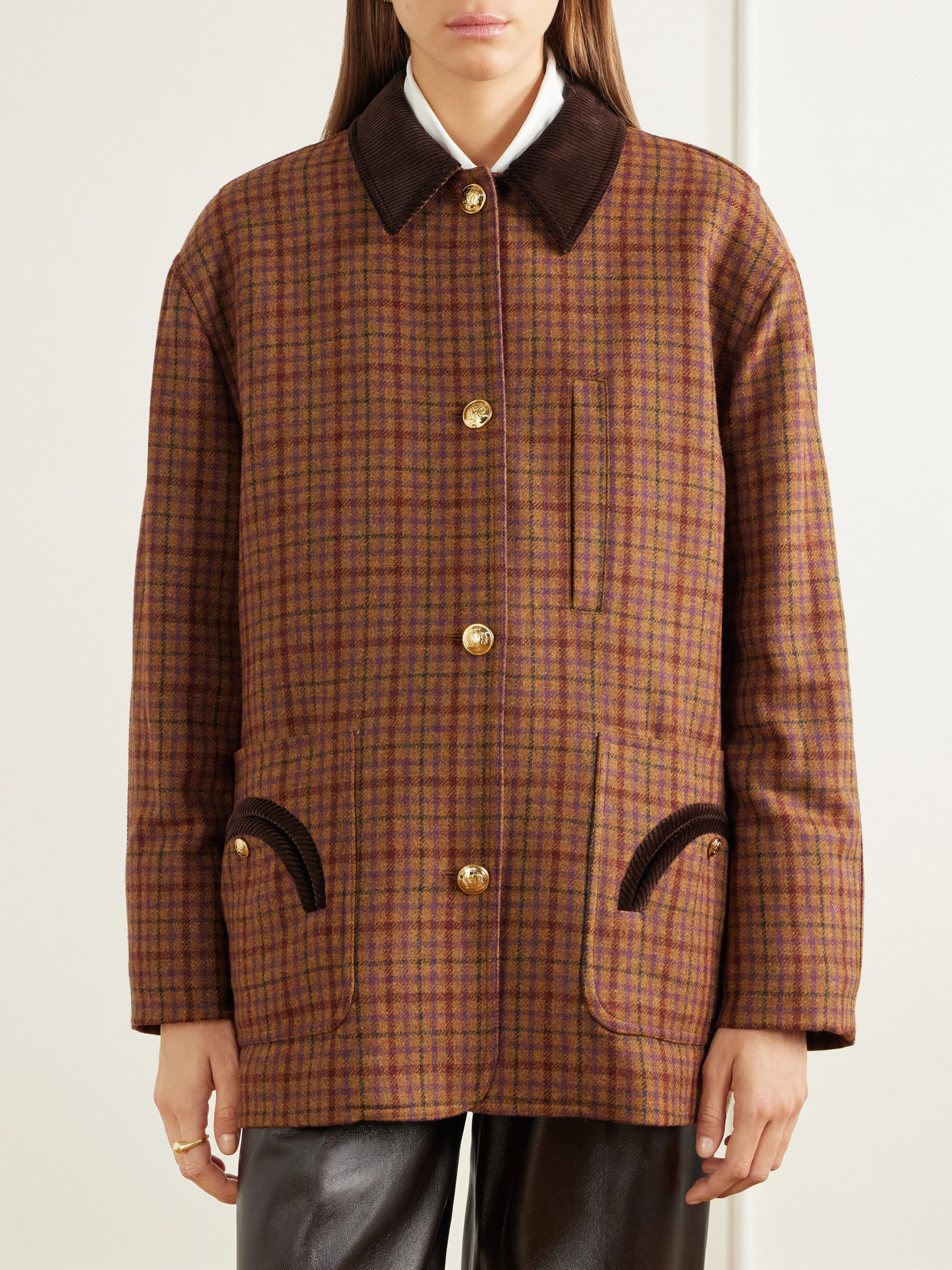 Blazé Milano - Clelia Corduroy-Trimmed Checked Jacket
