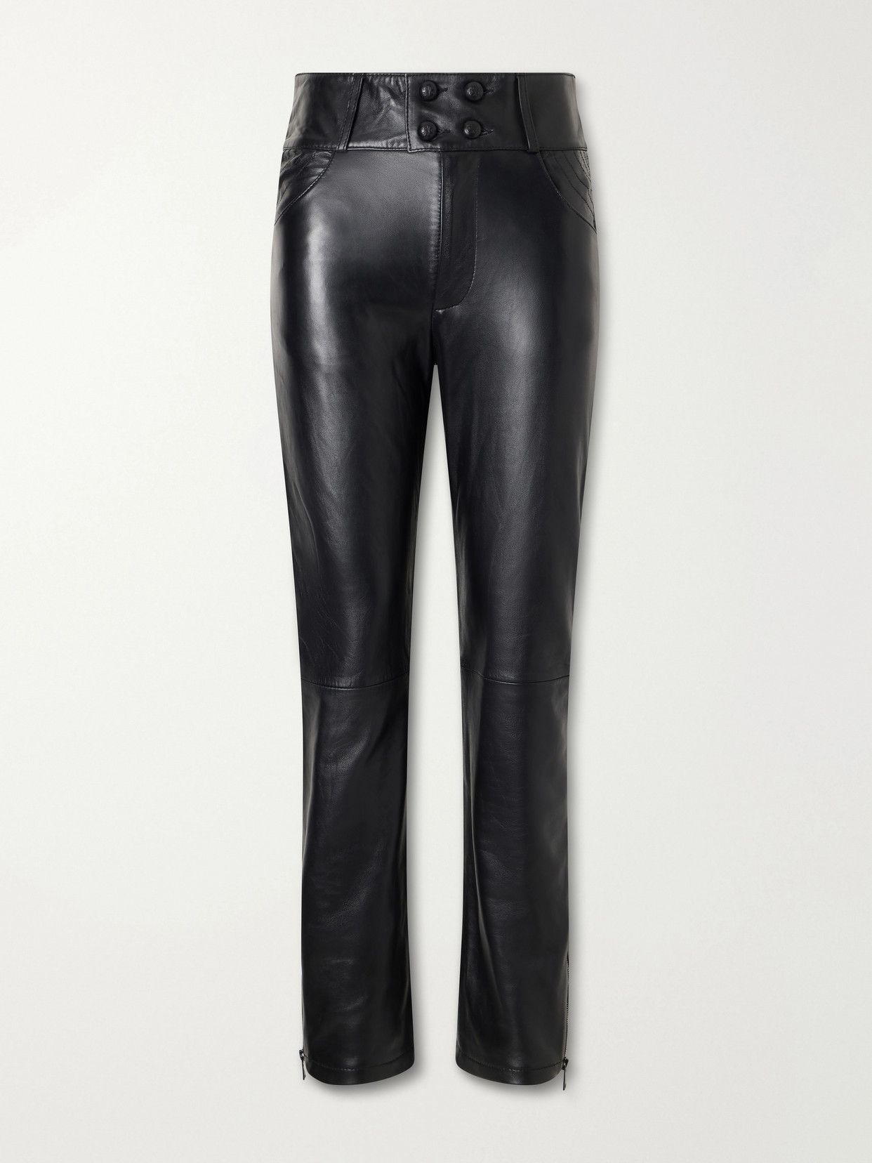 Blazé Milano Darryl Leather Straight-leg Pants In Black
