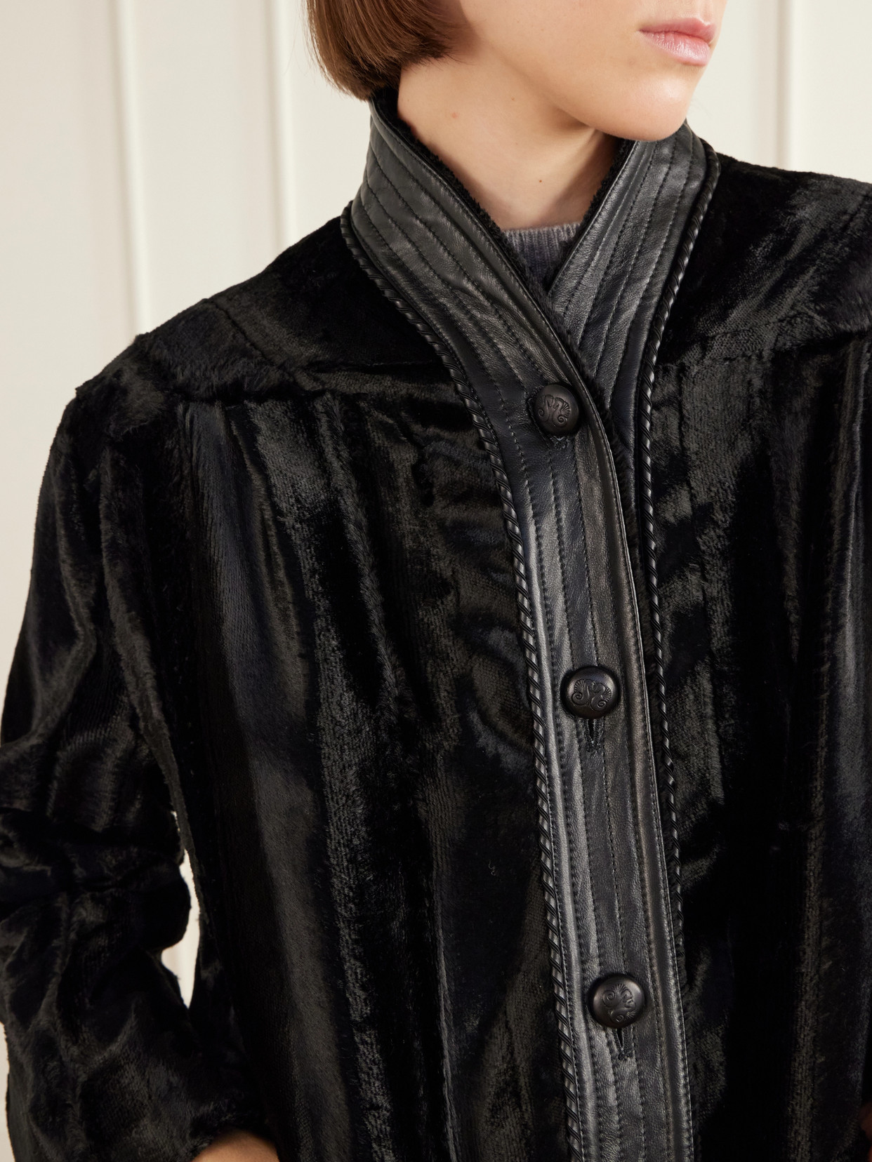 Blazé Milano - Coiba Leather-Trimmed Velvet Jacket