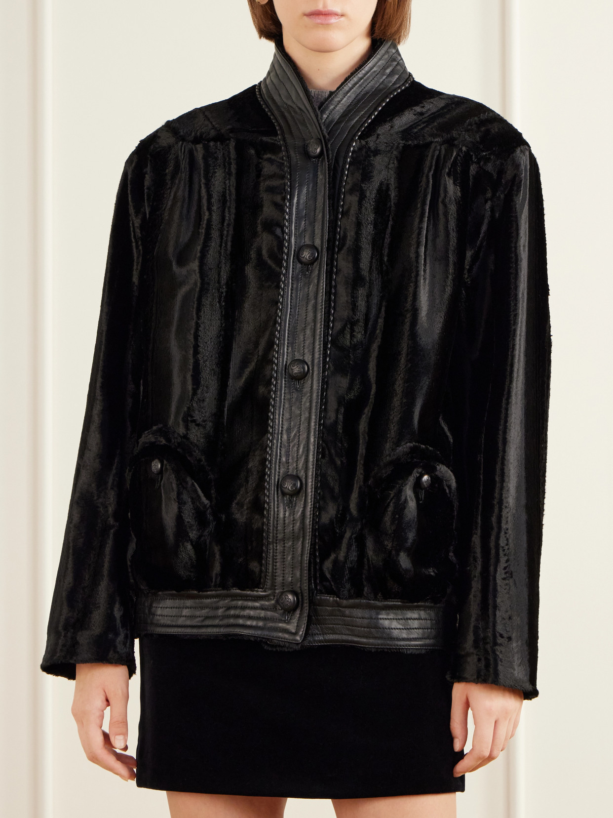 Blazé Milano - Coiba Leather-Trimmed Velvet Jacket