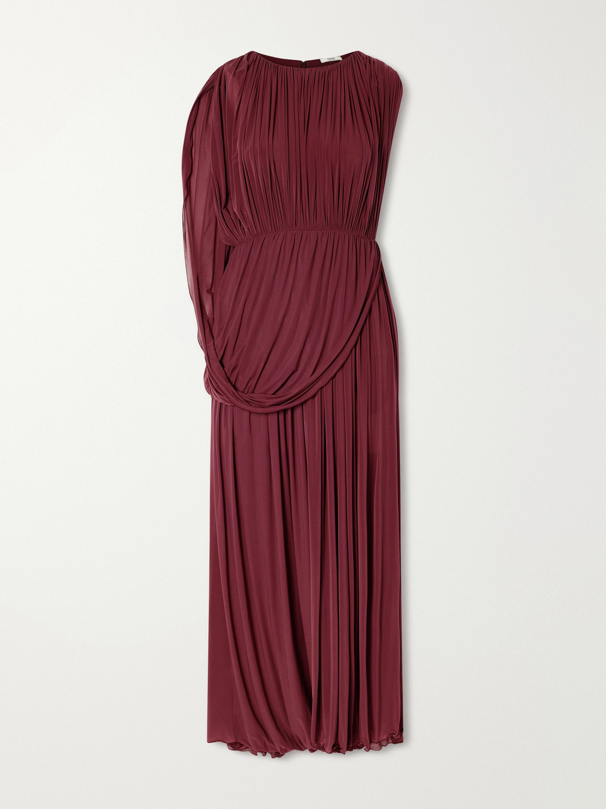 Fforme Kahlo Asymmetric Draped Crepe Dress In Burgundy