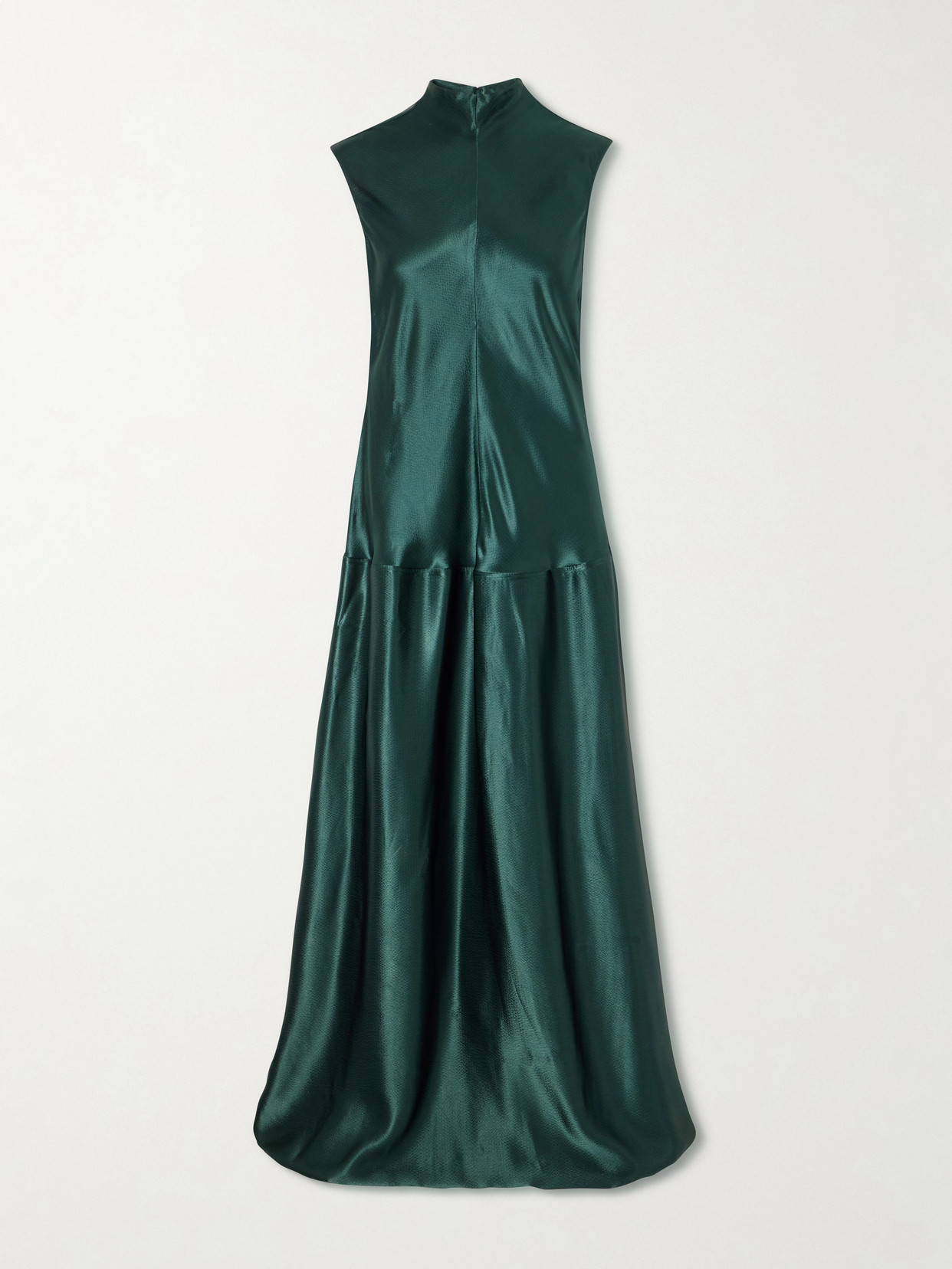 Fforme Nyx Sleeveless Pleated Crepe Maxi Dress In Green