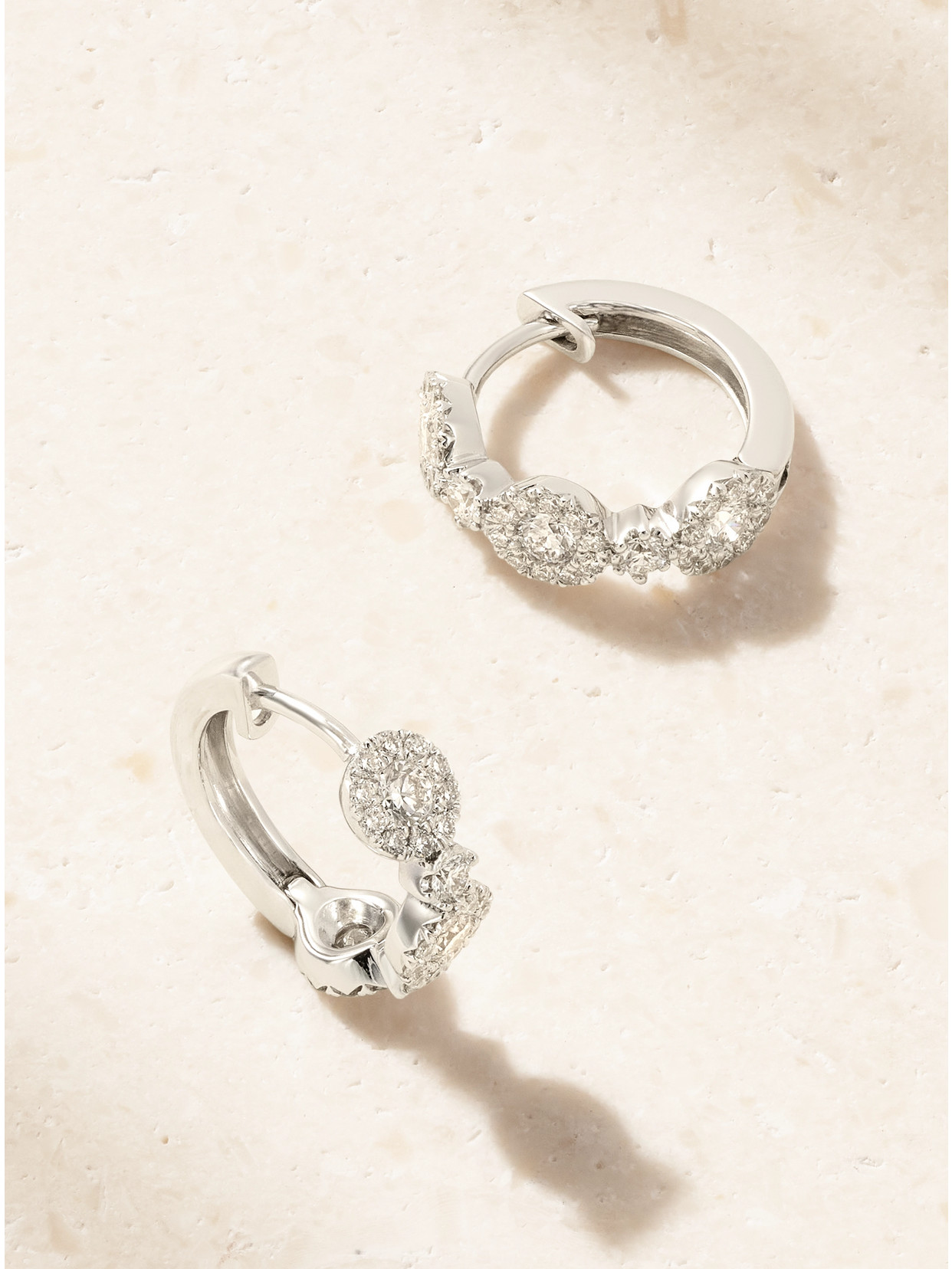 David Morris Triolette 18-karat White Gold Diamond Hoop Earrings