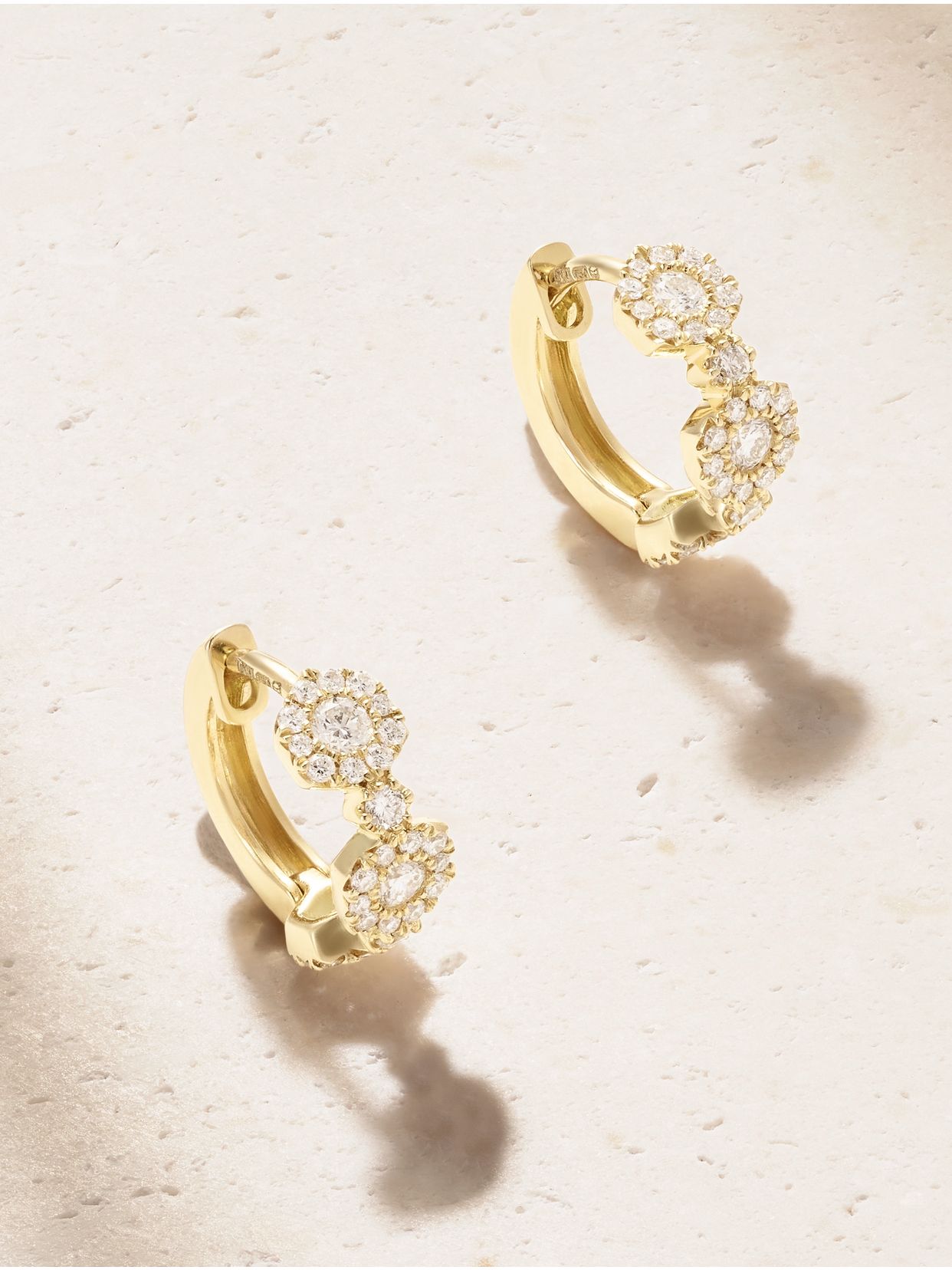 Triolette 18-karat gold diamond hoop earrings