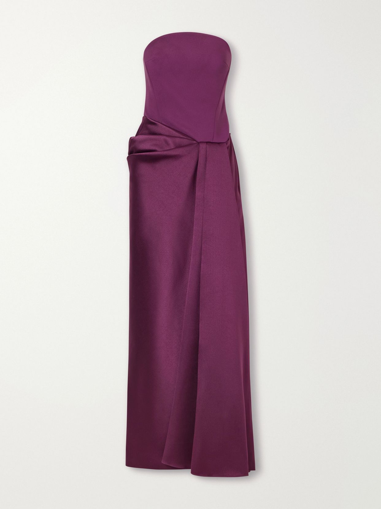 Seri strapless twill and crepe gown