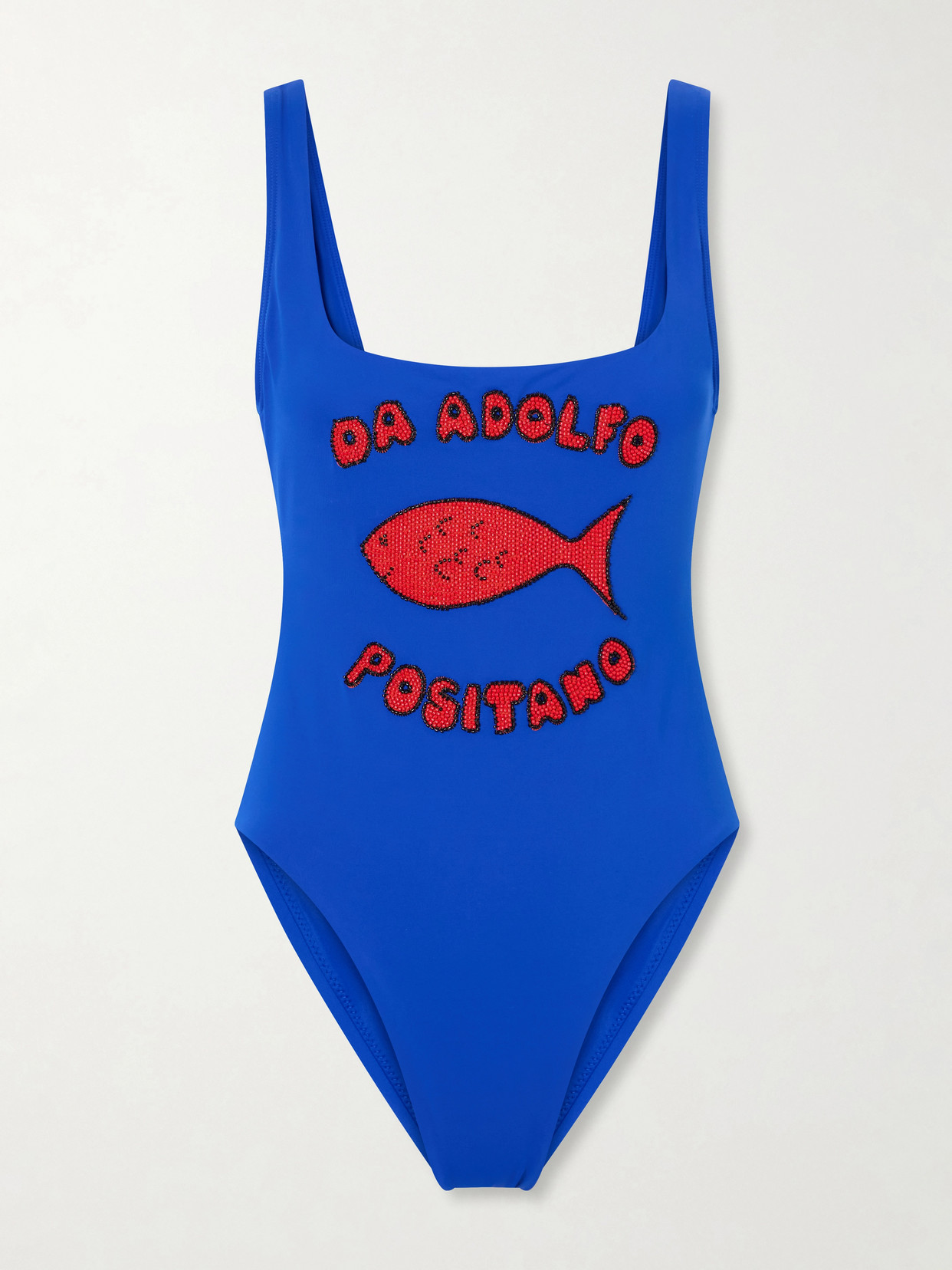 Staud + Da Adolfo Lea Beaded Swimsuit In Blue