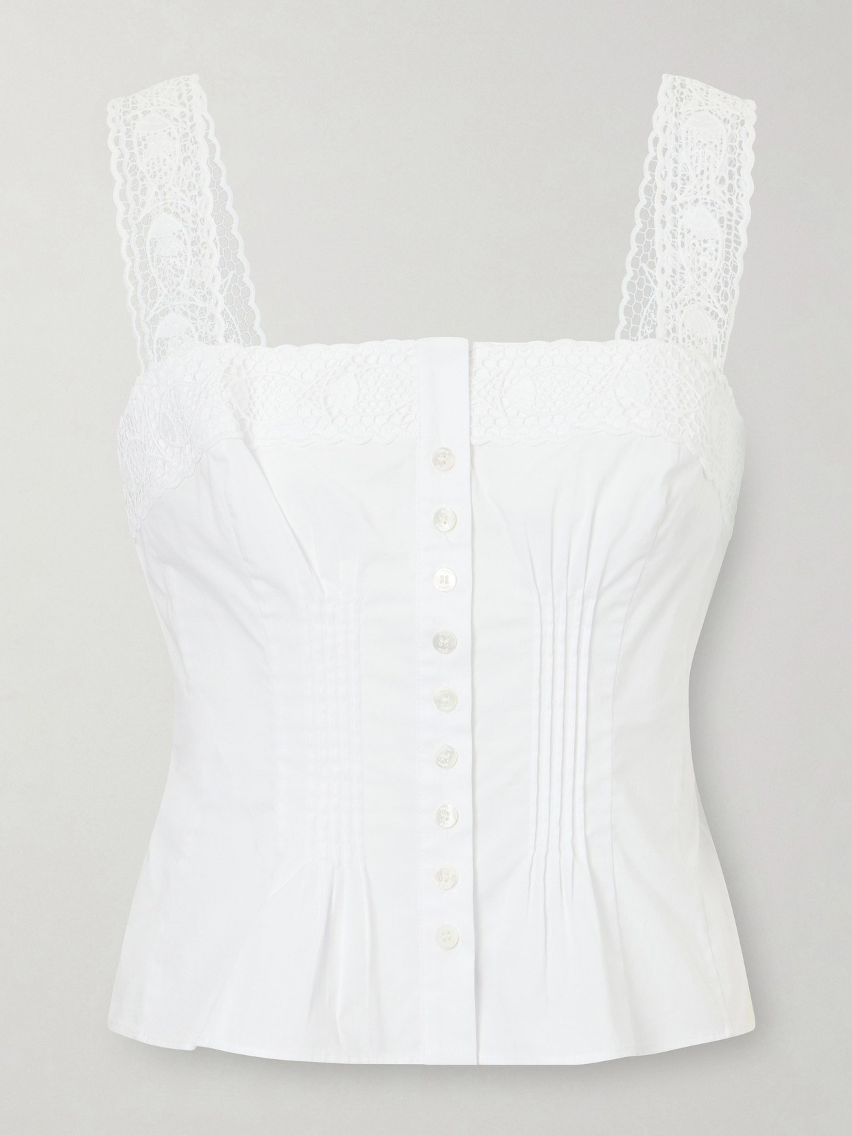 Staud + Da Adolfo Matilde Cotton-blend Tank In White