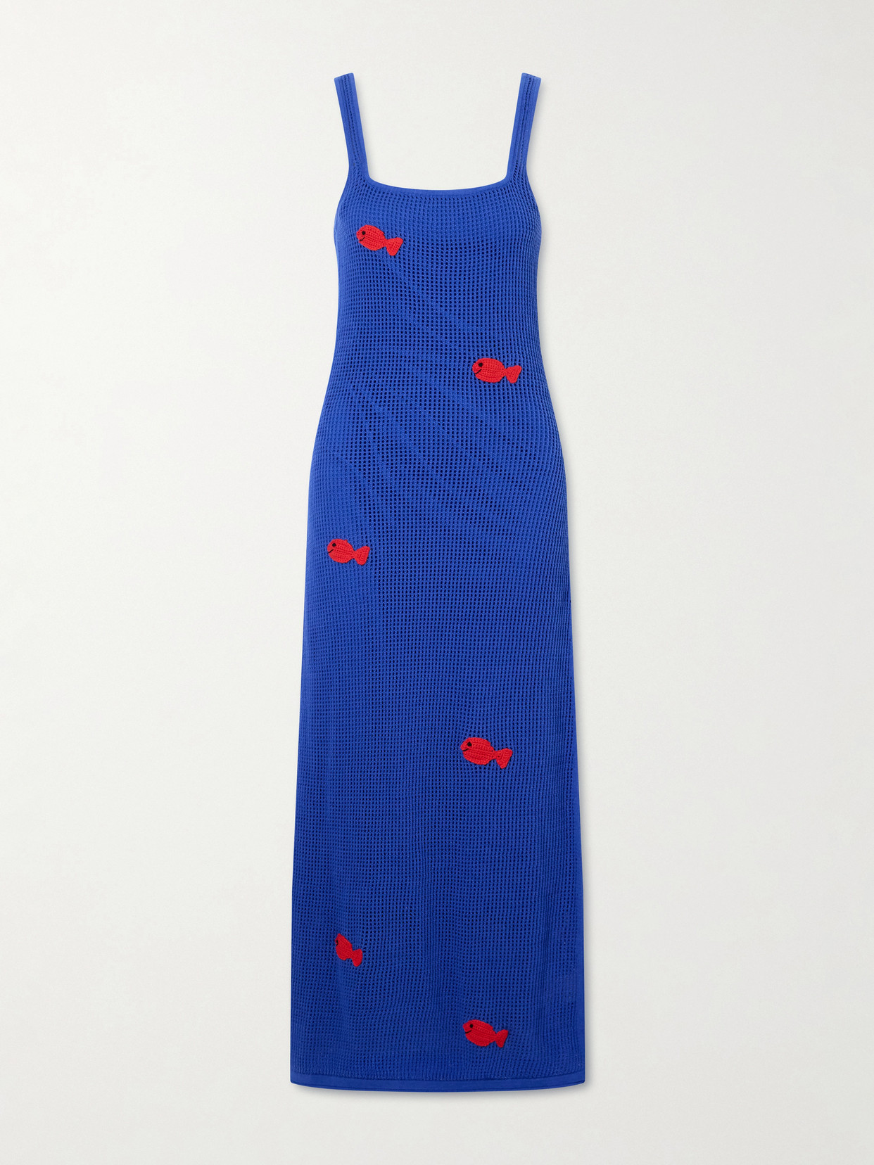Staud + Da Adolfo Pietro Crocheted Embroidered Midi Dress In Blue