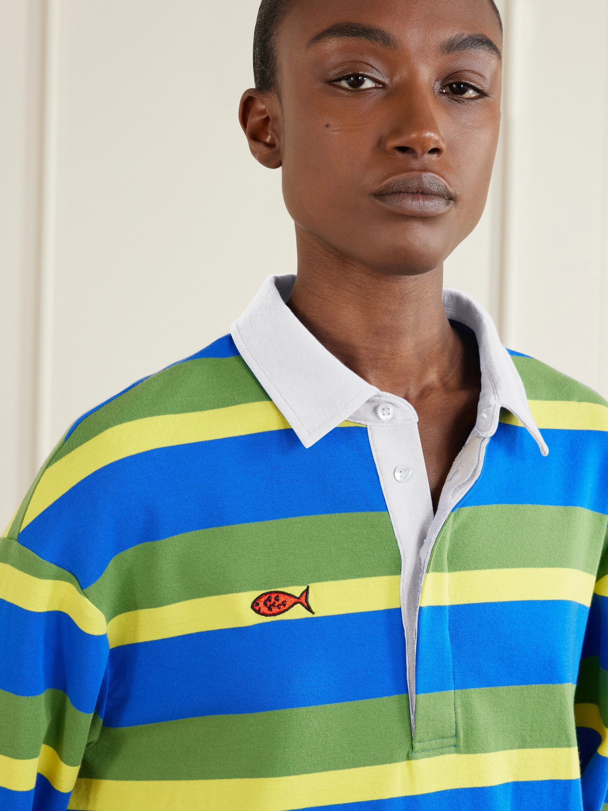 +Da Adolfo Gavin Striped Logo-Embroidered Cotton-Blend Shirt