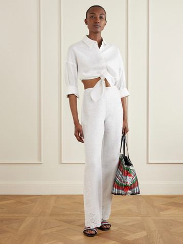 Staud Lisa knotted linen shirt