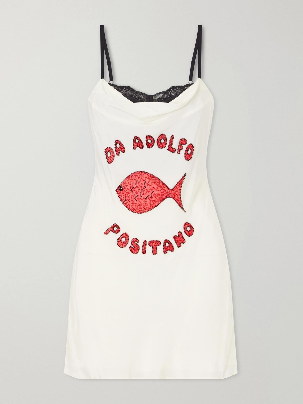Staud Evangeline Lace-trimmed Embellished Silk Mini Dress In White