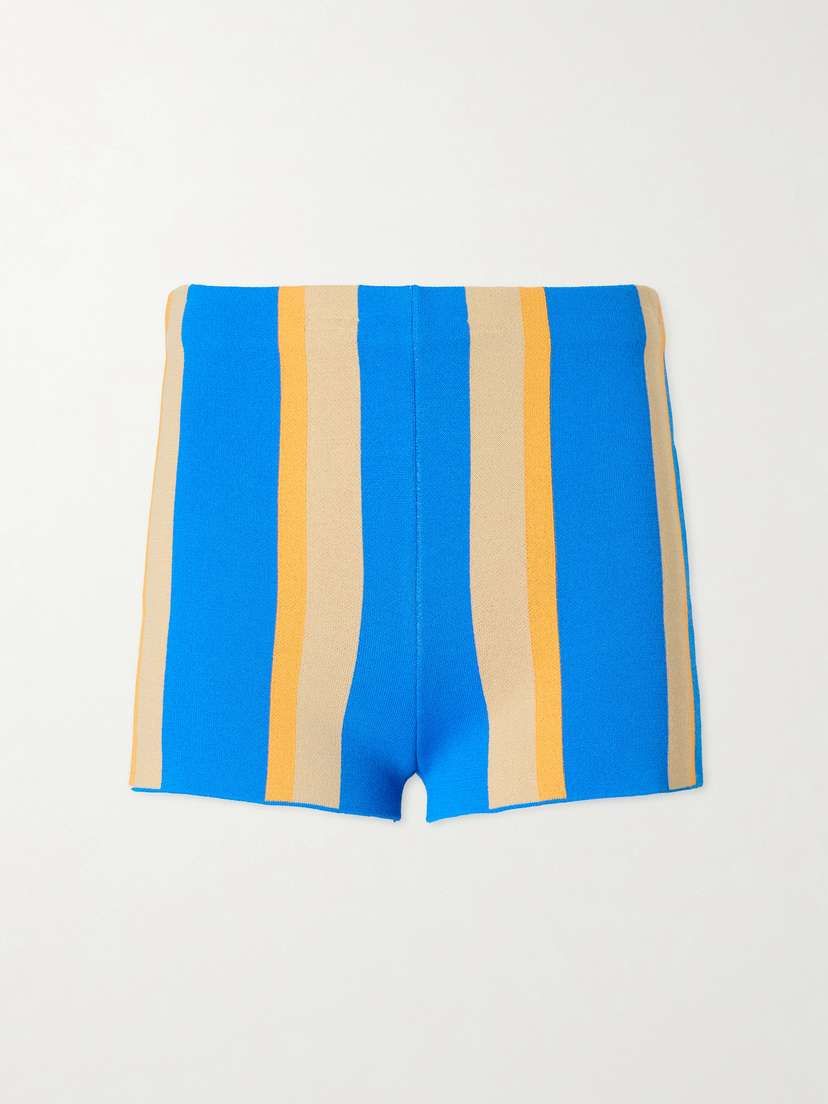Staud + Da Adolfo Mare Striped-printed Cotton-jersey Shorts | Thumbnail 6