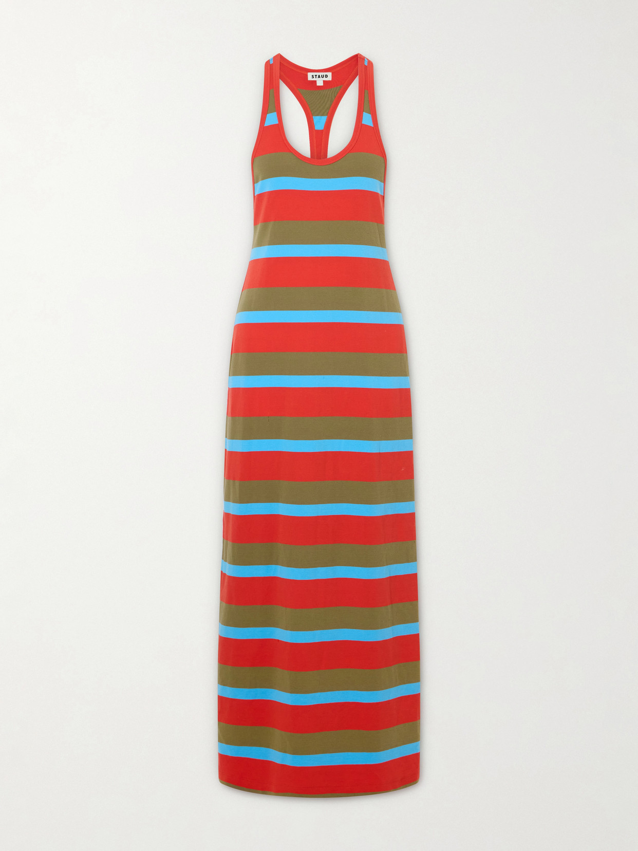 Staud Encino Striped Cotton-blend Maxi Dress In Multi