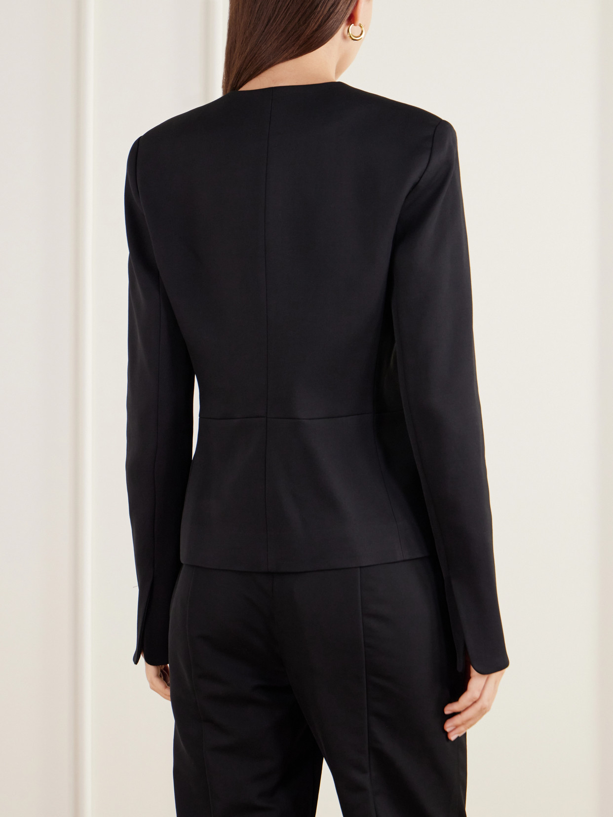 Tilda Collarless Wool-Blend Gabardine Jacket
