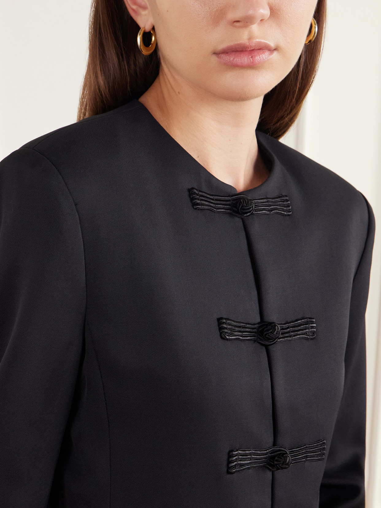 Tilda Collarless Wool-Blend Gabardine Jacket
