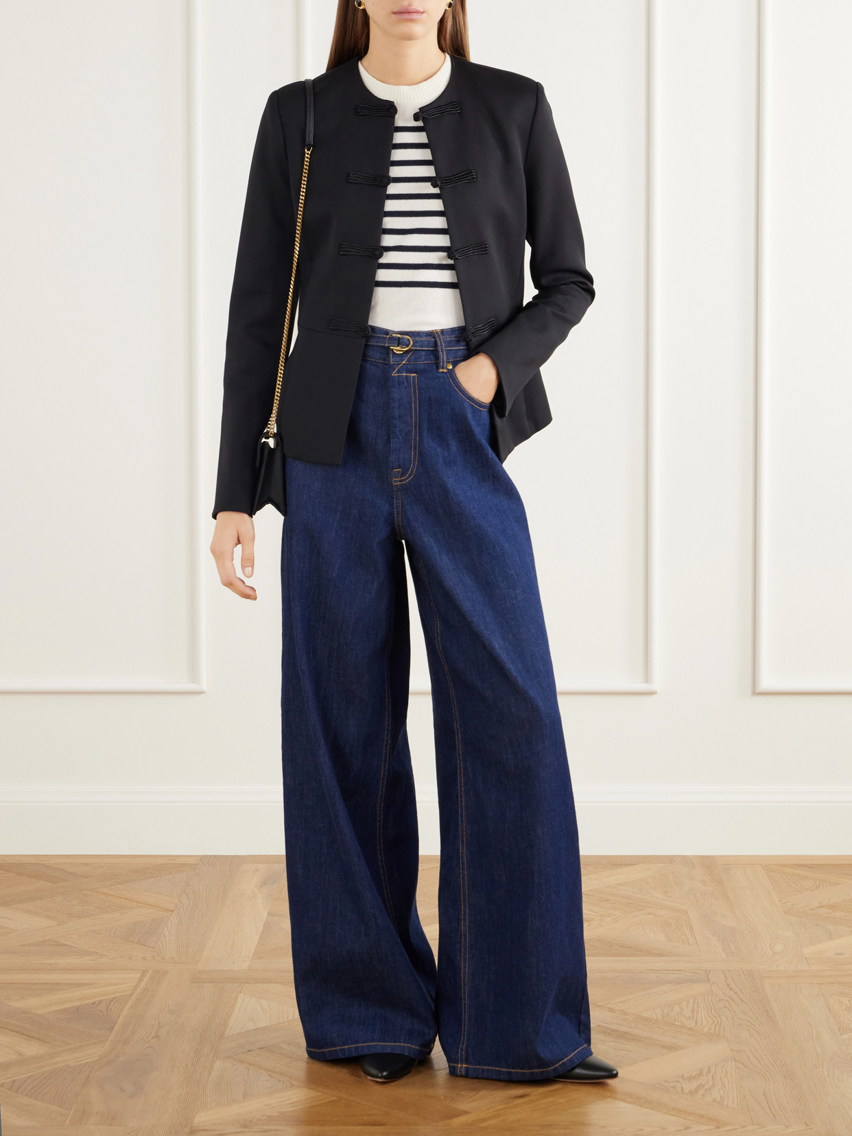 Tilda Collarless Wool-Blend Gabardine Jacket