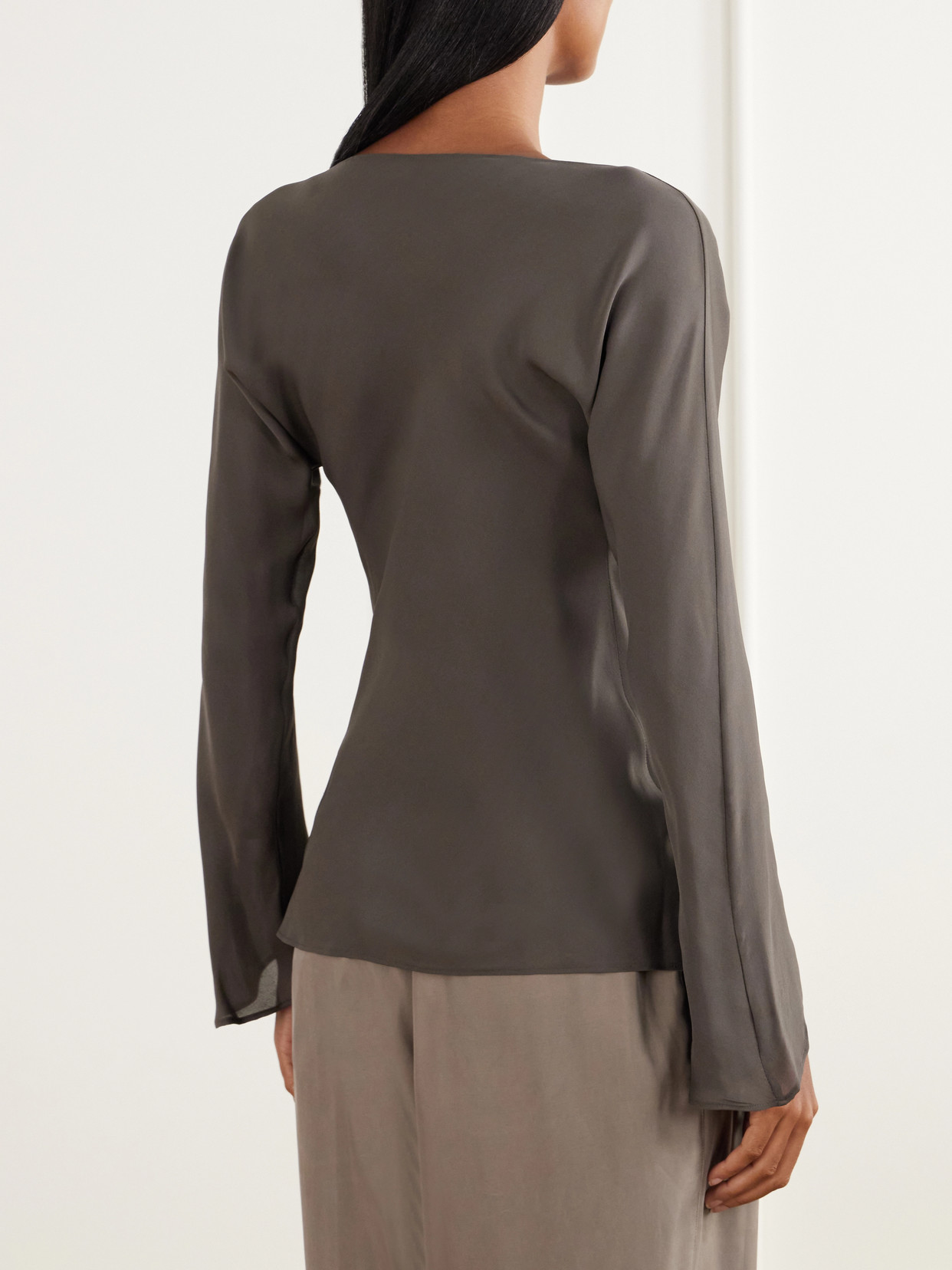 Wilka Draped Silk-Georgette Blouse
