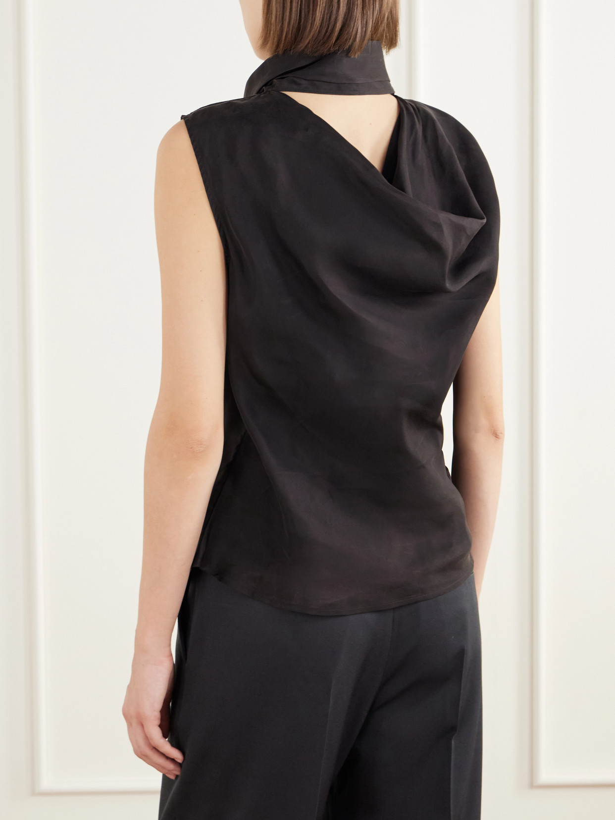 Virtous Scarf-Detailed Draped Crepe Top