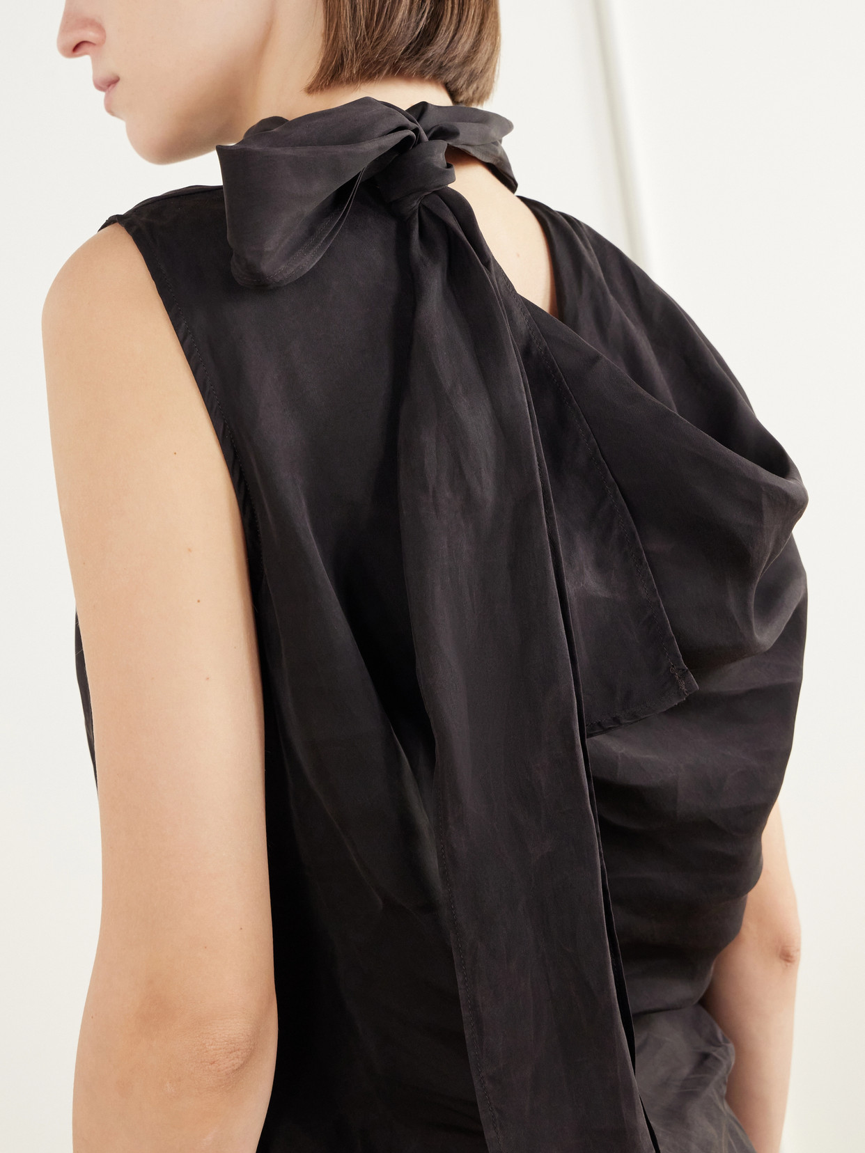 Virtous Scarf-Detailed Draped Crepe Top