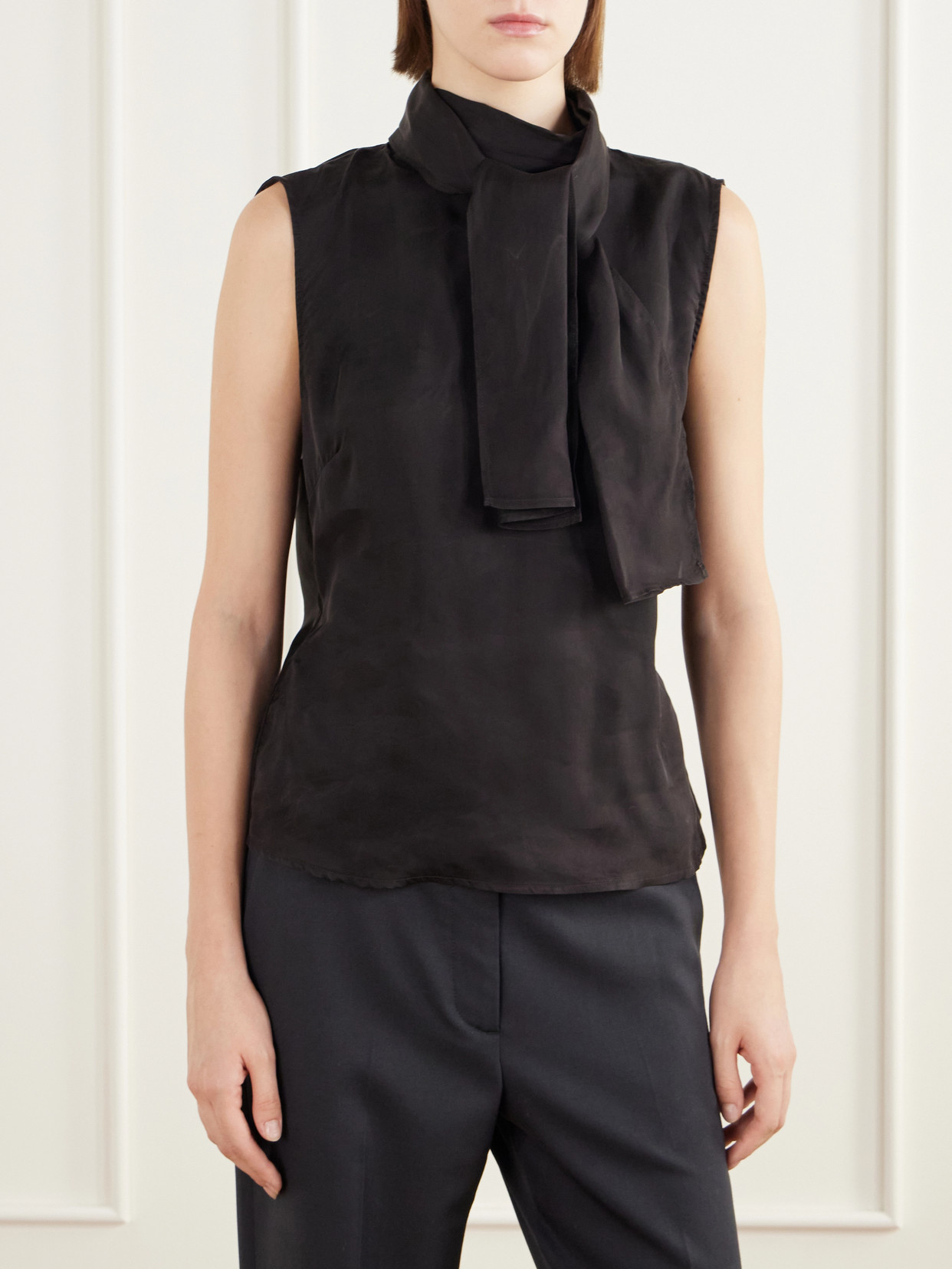 Virtous Scarf-Detailed Draped Crepe Top