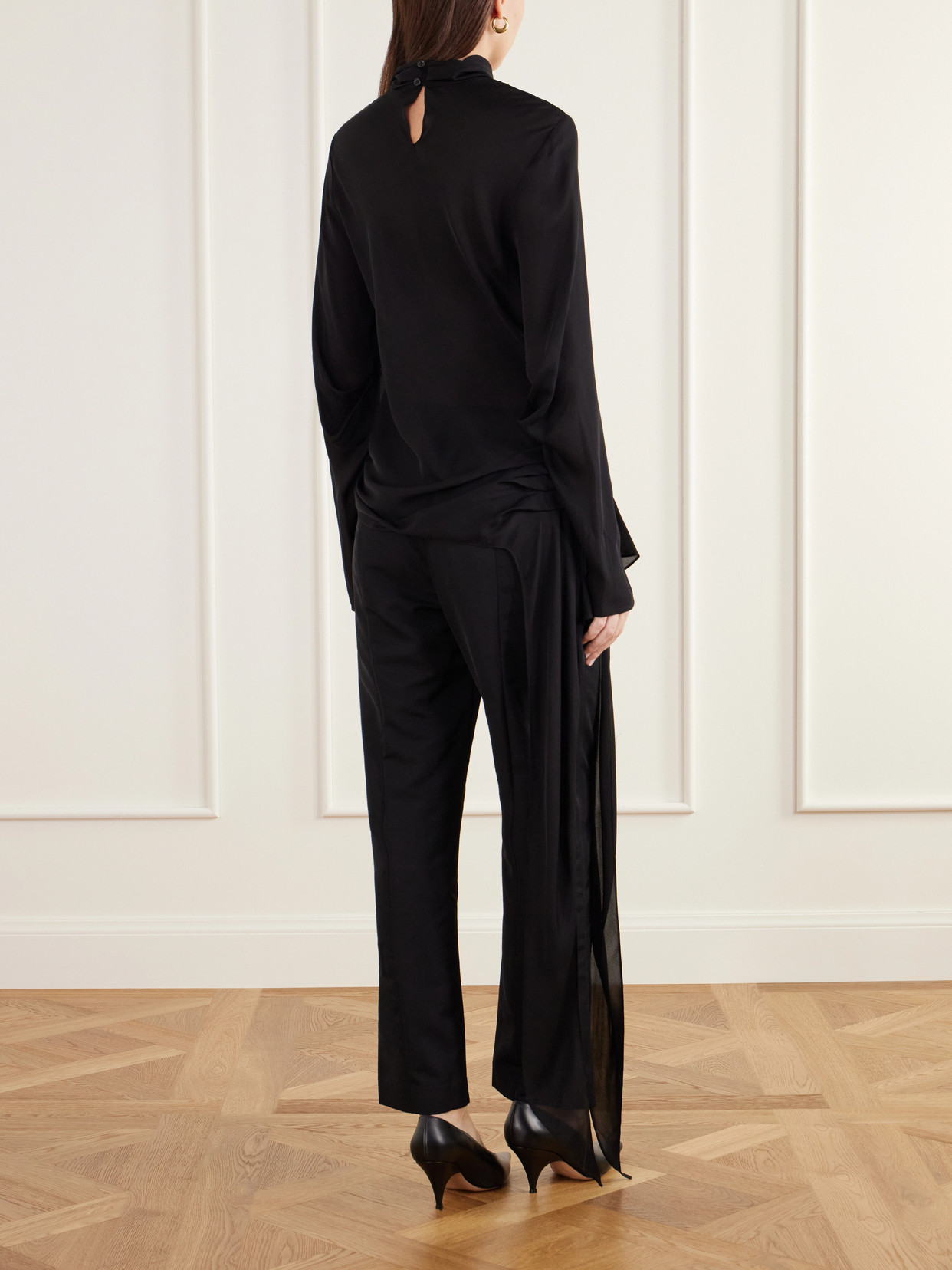 Gathered Silk-Charmeuse Blouse