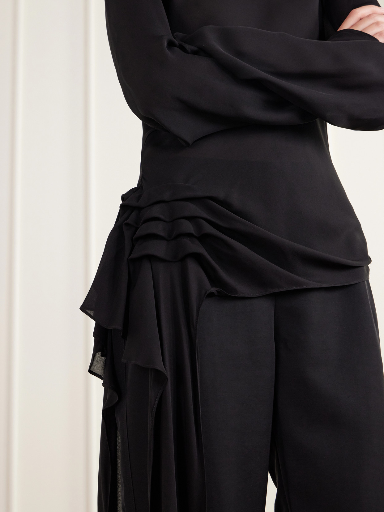 Gathered Silk-Charmeuse Blouse