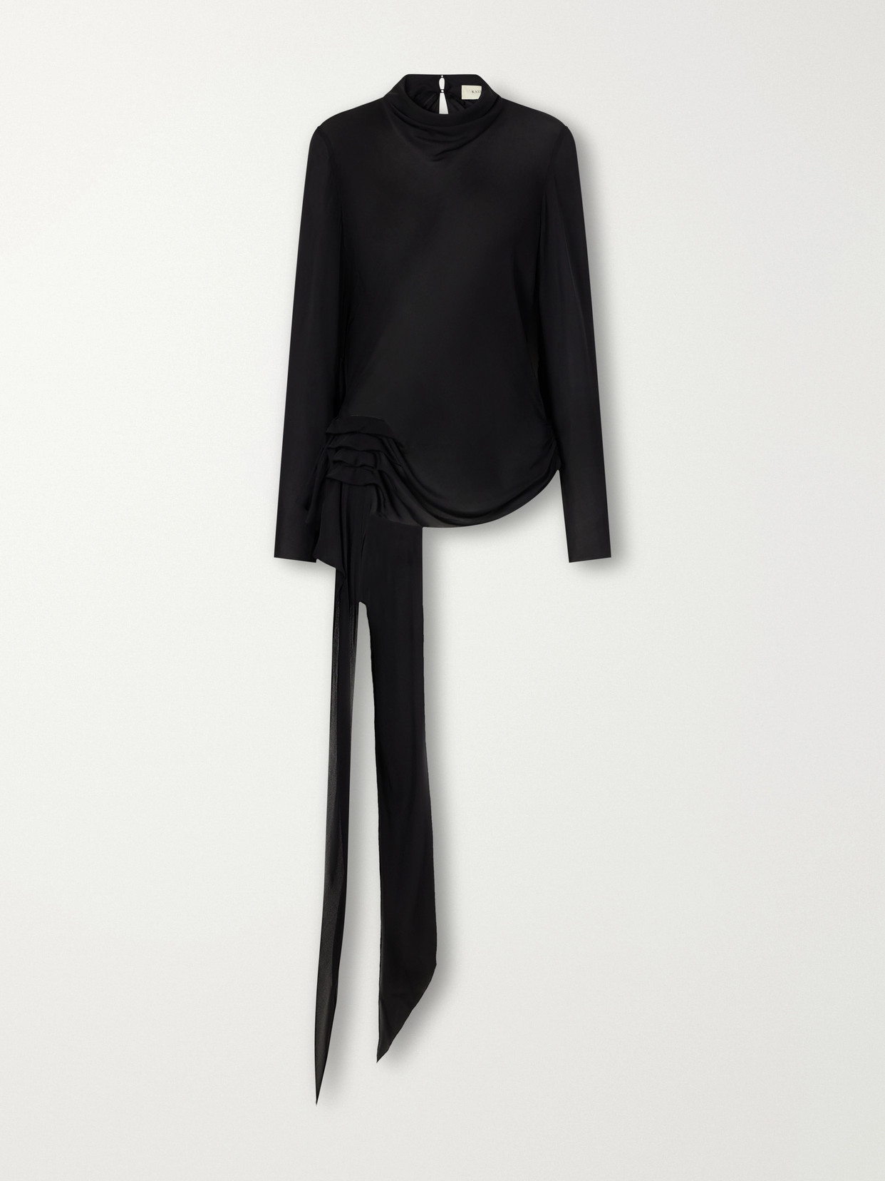 Kallmeyer Gathered Silk-charmeuse Blouse In Black