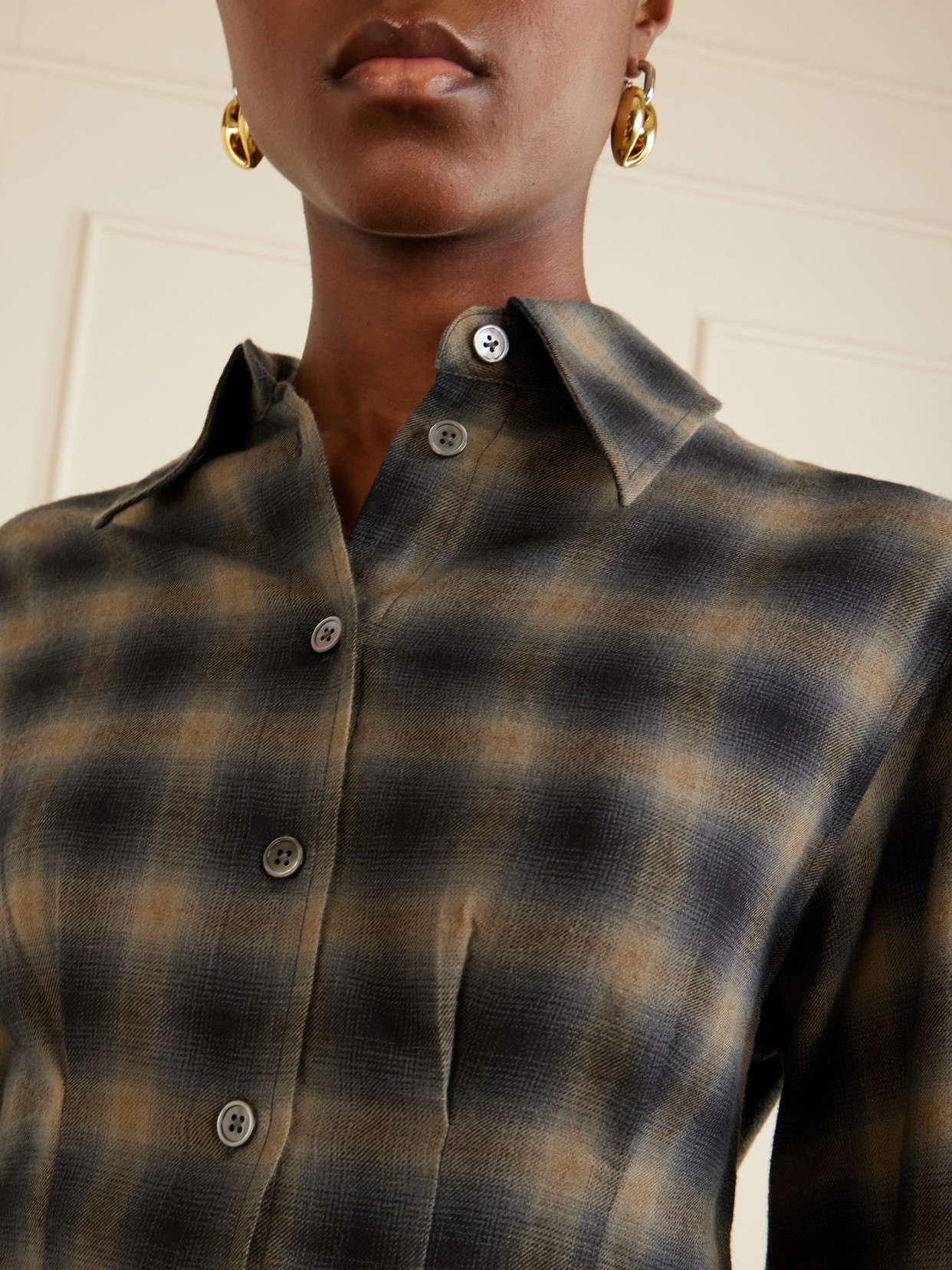 Envelop Checked Cotton And Wool-Blend Shirt