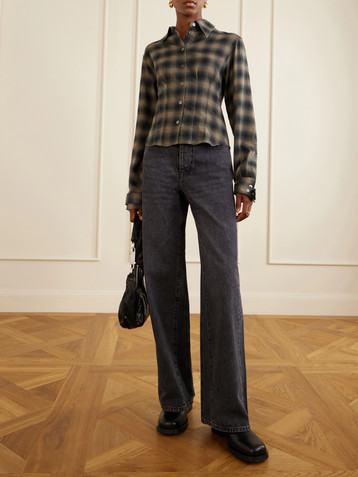 OUR LEGACY Envelop checked cotton and wool-blend shirt