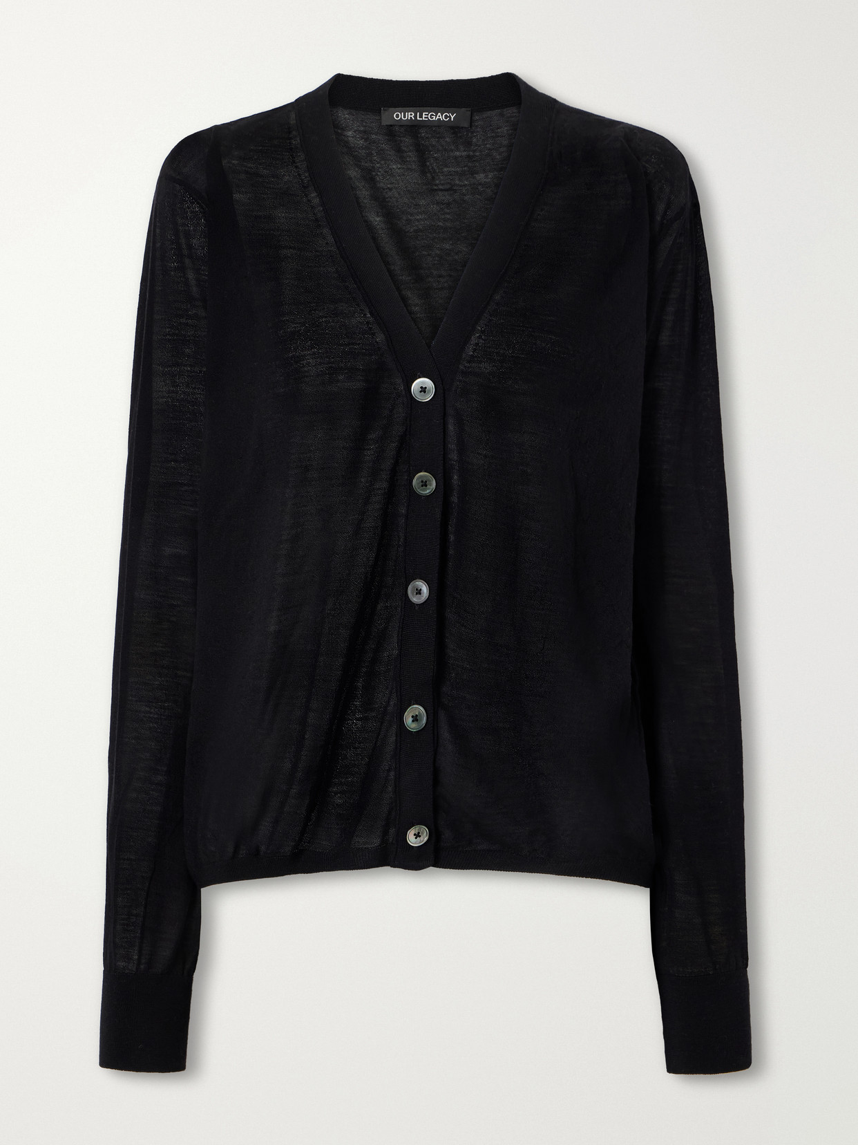 Our Legacy Slouch Merino Wool Cardigan In Black